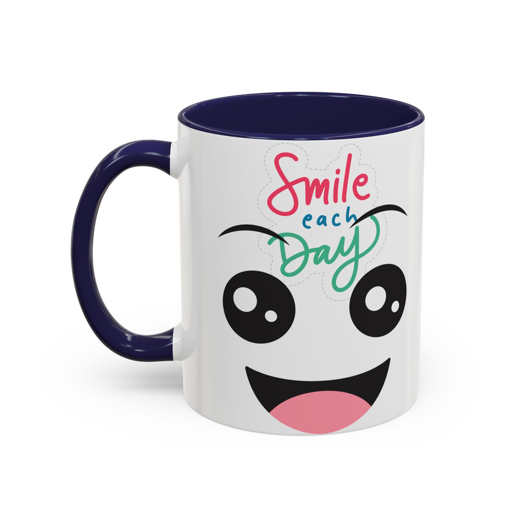 Smile Each Day Coffee Mug — Cute Cartoon Face Accent Mug (11/15oz)