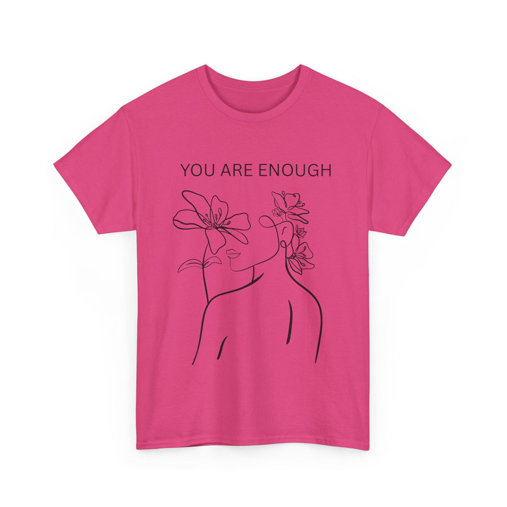 Inspirational Floral Tee, Unisex Heavy Cotton T-Shirt with 'You Are Enough' Design, Motivational Gift, Self-Love Apparel, Positive [...]