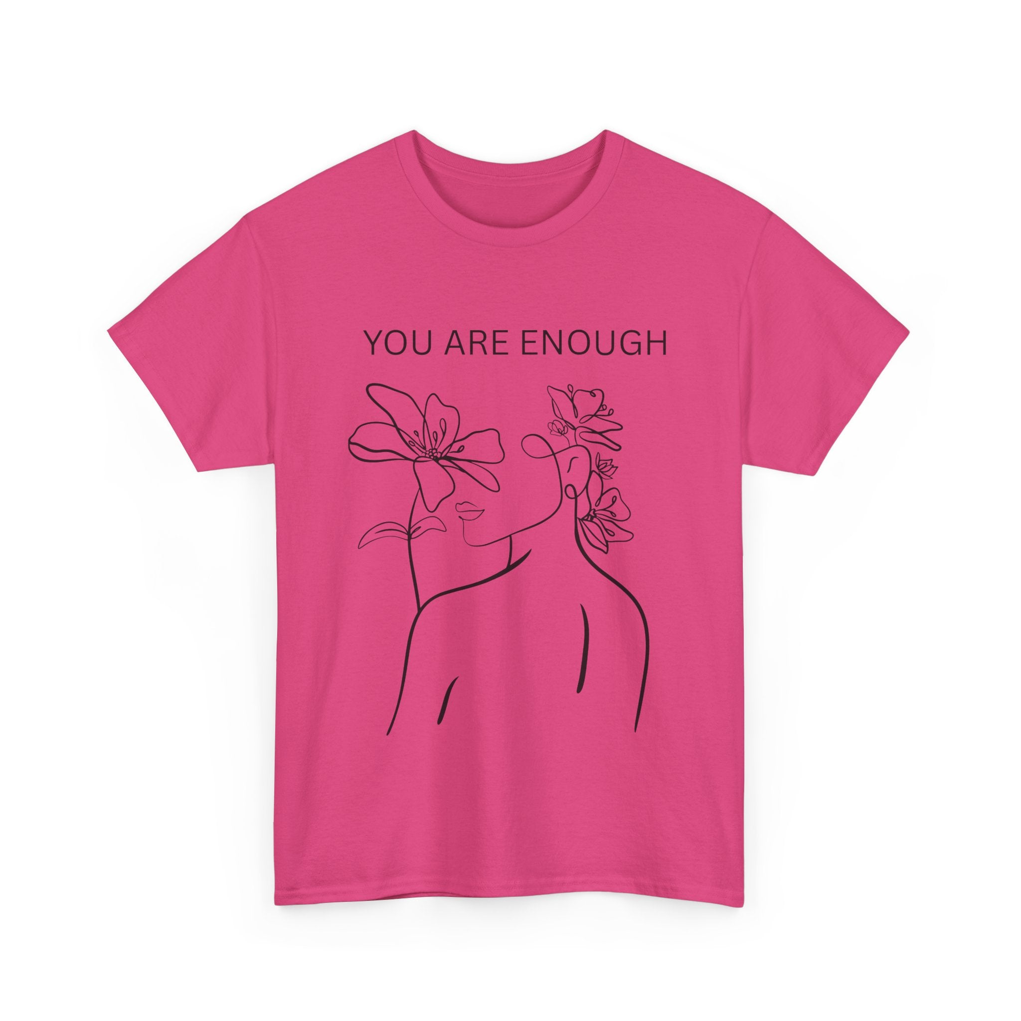 Inspirational Floral Tee, Unisex Heavy Cotton T-Shirt with 'You Are Enough' Design, Motivational Gift, Self-Love Apparel, Positive [...]