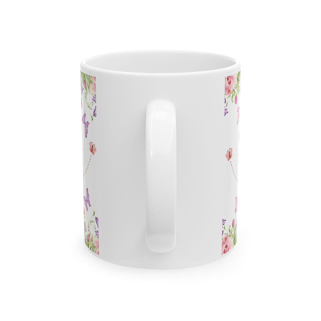 Floral Butterfly Ceramic Mug - Elegant Gift for Nature Lovers, Tea & Coffee Mug, Spring Decor, Birthday Gift, Home & Kitchen