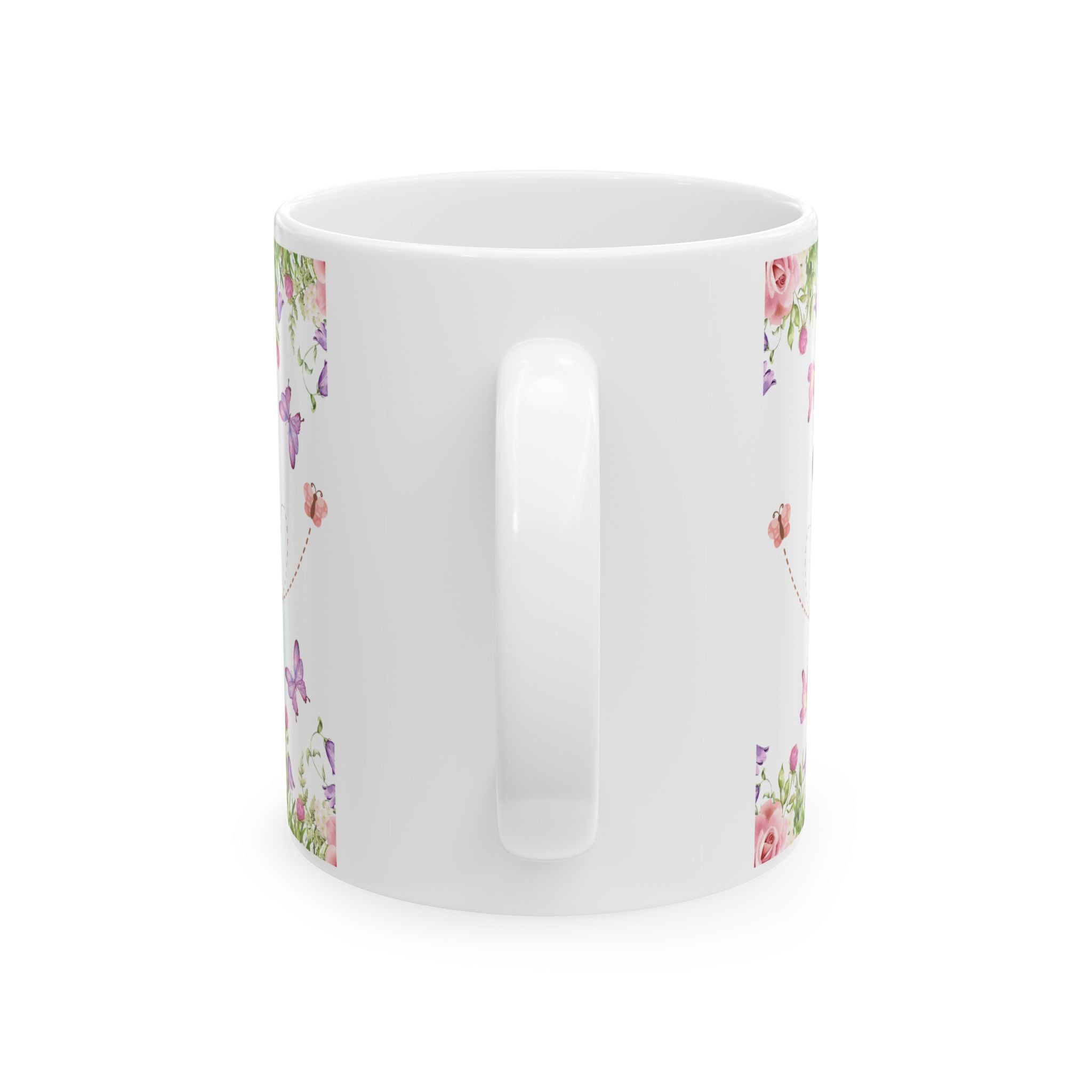 Floral Butterfly Ceramic Mug - Elegant Gift for Nature Lovers, Tea & Coffee Mug, Spring Decor, Birthday Gift, Home & Kitchen