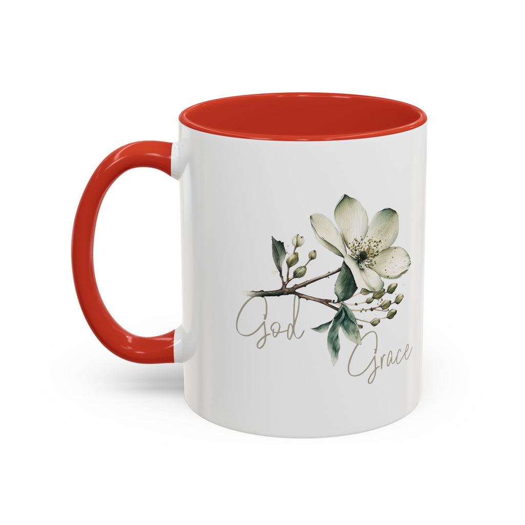 Floral Accent Coffee Mug | God Grace Gift, Nature-Inspired Tea Cup, Inspirational Drinkware for Home, Office, Mother's Day