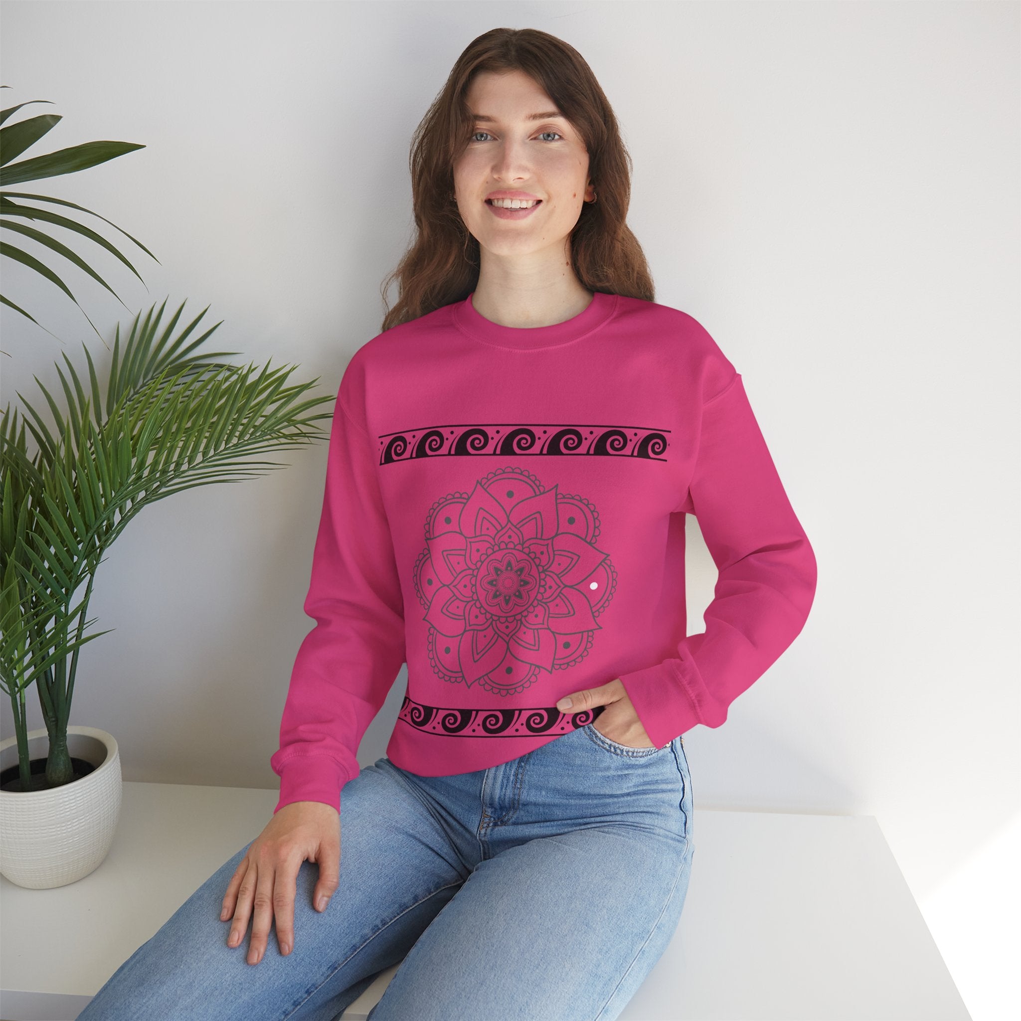 Mandala Design Crewneck Sweatshirt | Cozy Unisex Sweatshirt for Relaxation, Gift for Friends, Everyday Wear, Festival Apparel