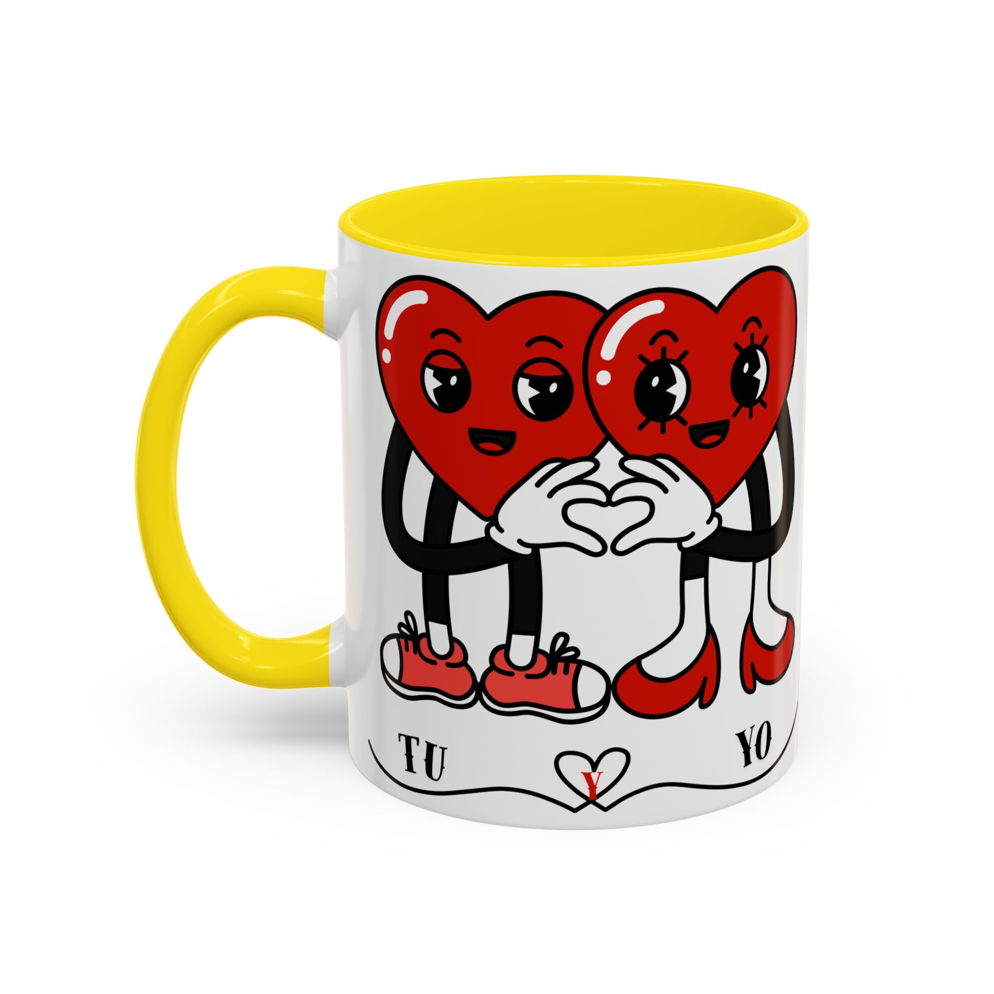 Valentine Heart Couple Coffee Mug – "Tu y Yo" Cute Romantic Accent Mug