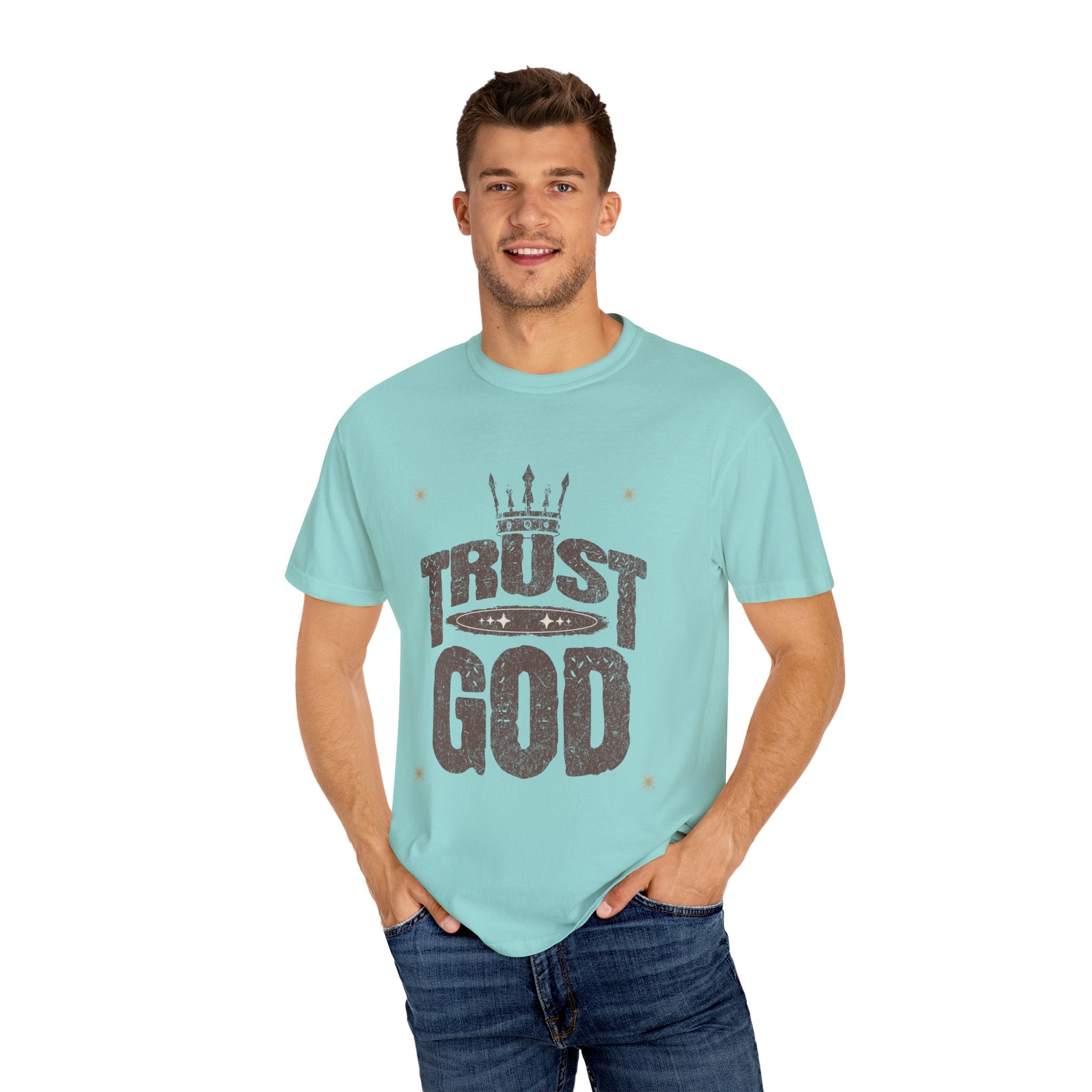 Trust God Unisex Garment-Dyed T-Shirt, Inspirational Tee, Faith-Based Apparel, Casual Wear, Christian Gift