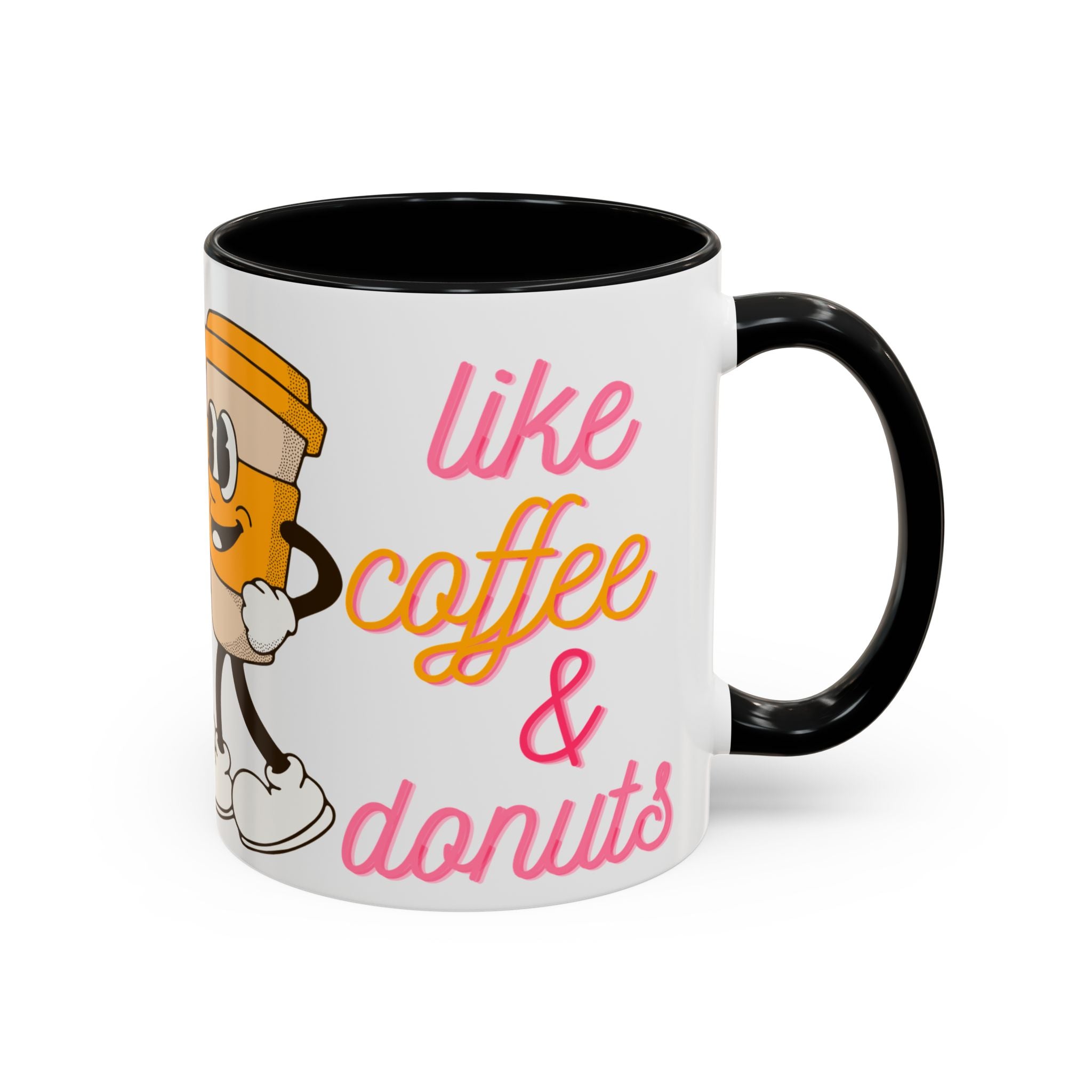 Like Coffee & Donuts Accent Coffee Mug — Cute Donut & Coffee Cup Design (11/15oz)