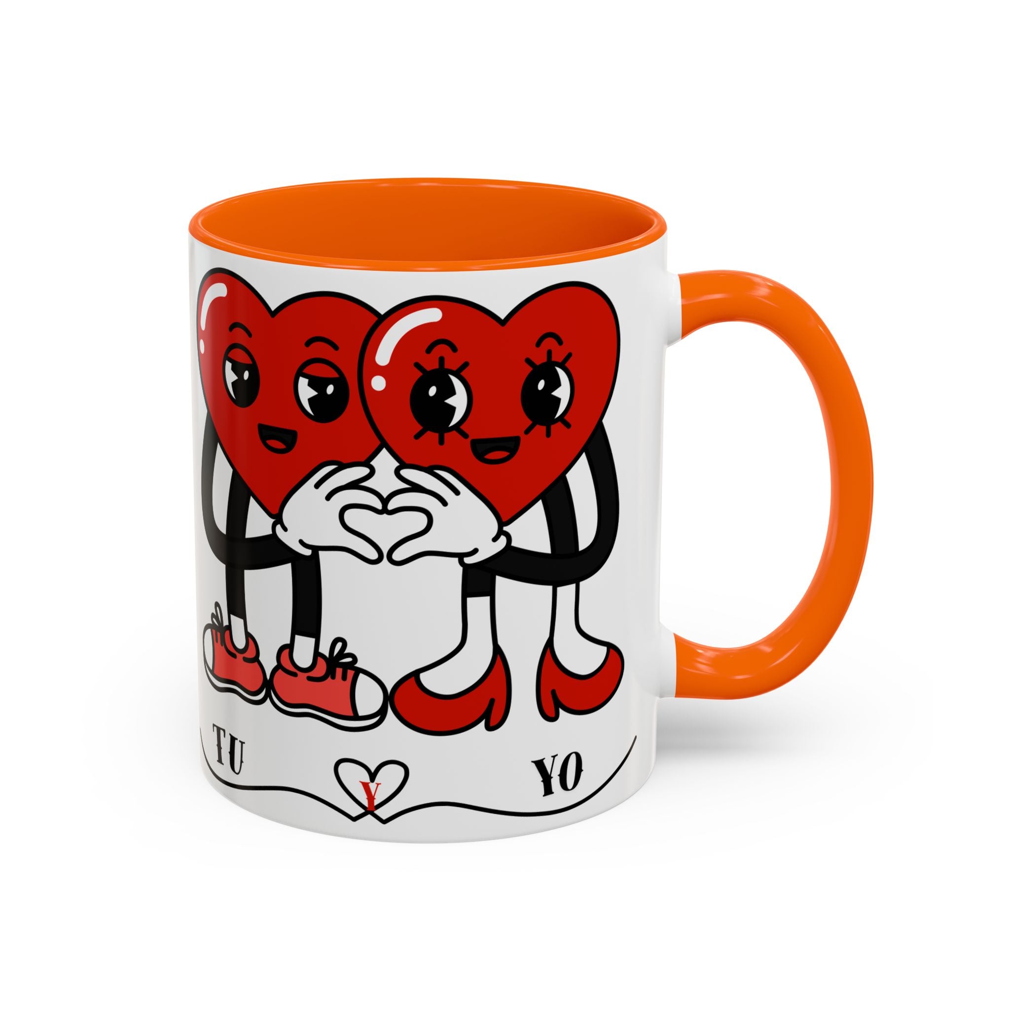 Valentine Heart Couple Coffee Mug – "Tu y Yo" Cute Romantic Accent Mug