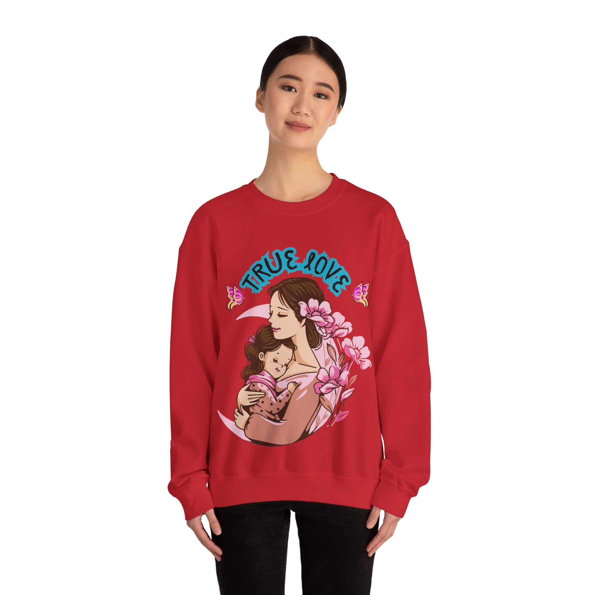 True Love Crewneck Sweatshirt | Family Gift, Mother's Day Apparel, Cozy Sweatshirt, Comfort Wear, Floral Design