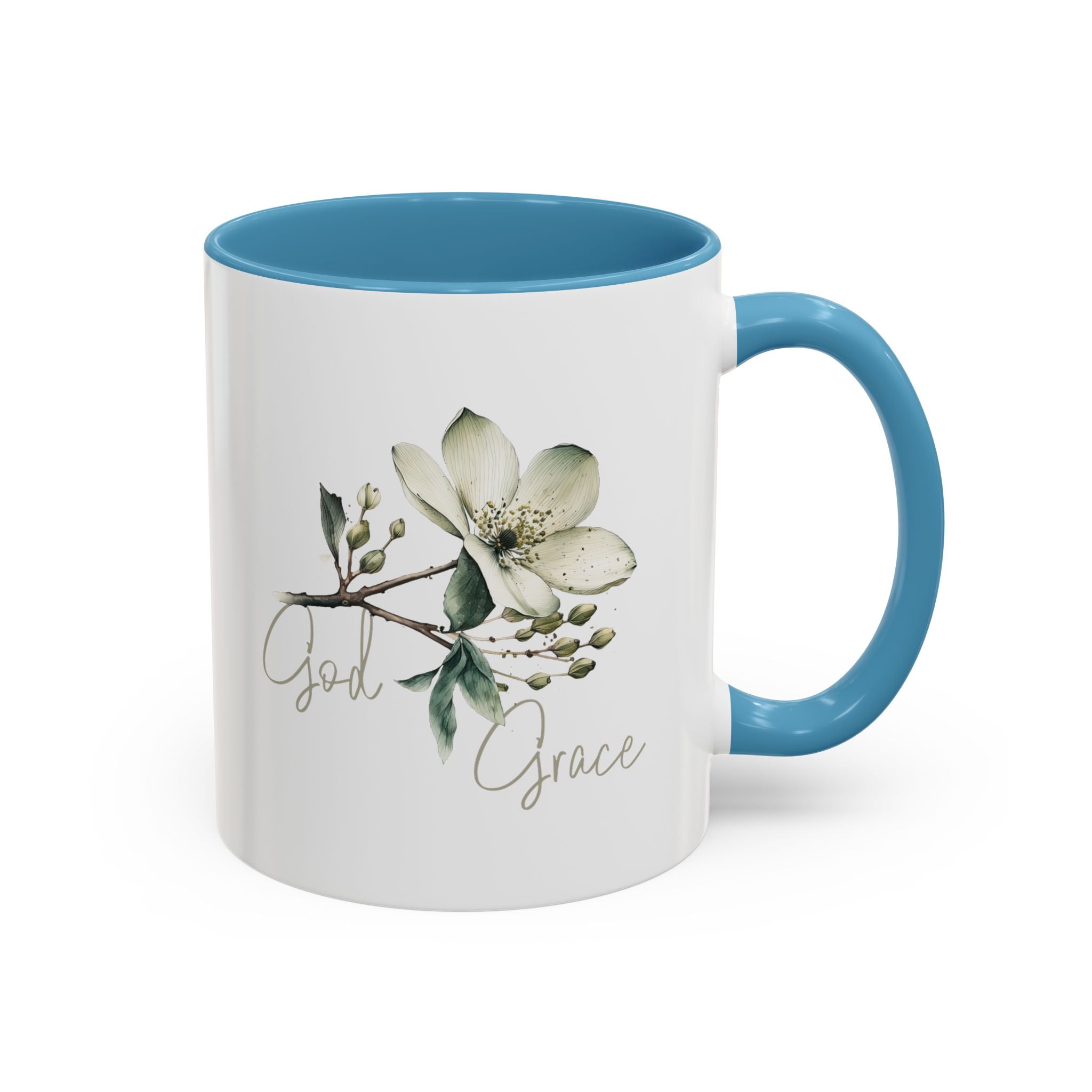 Floral Accent Coffee Mug | God Grace Gift, Nature-Inspired Tea Cup, Inspirational Drinkware for Home, Office, Mother's Day