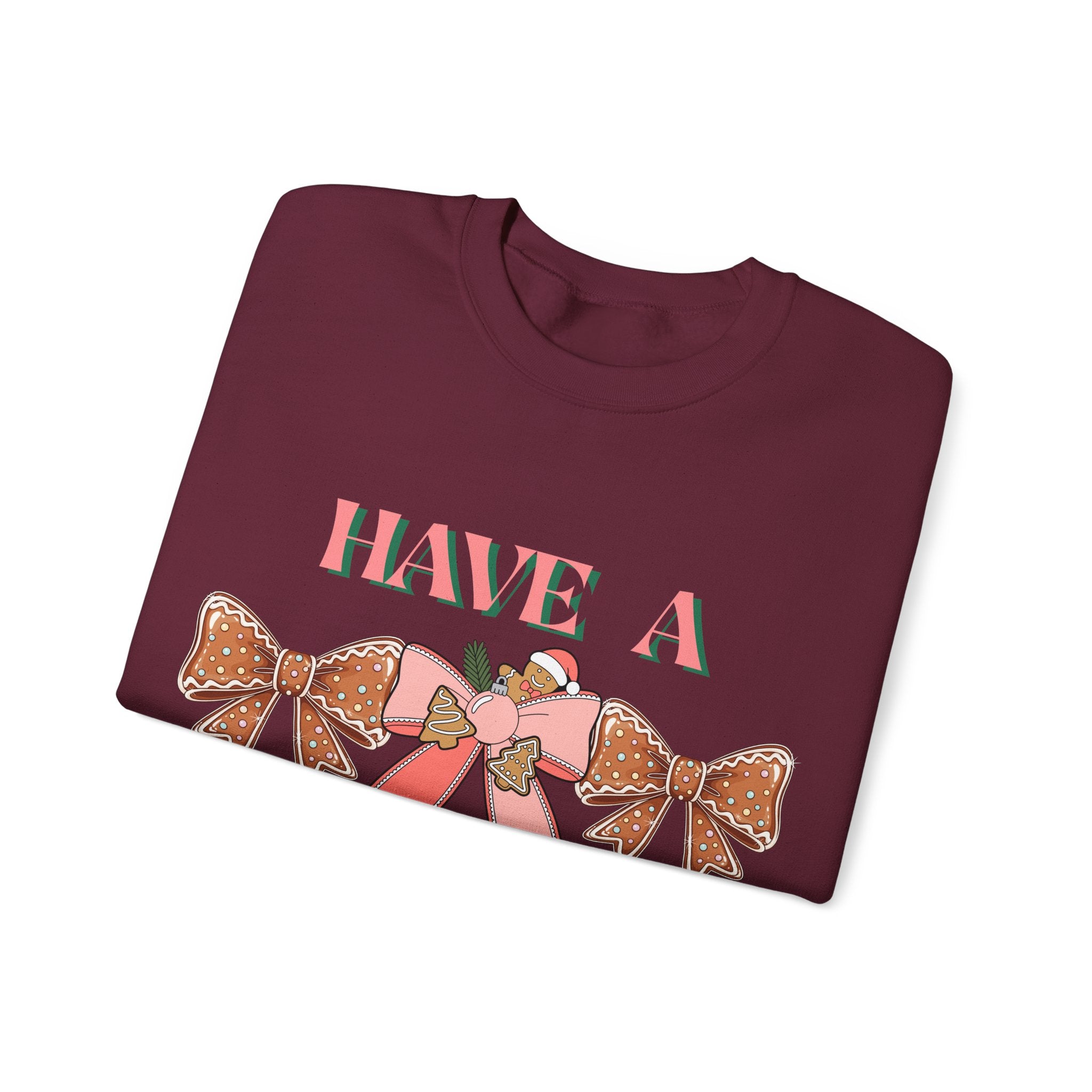 Have a Little Merry Crewneck Sweatshirt — Pink Holiday Bow Christmas Sweater