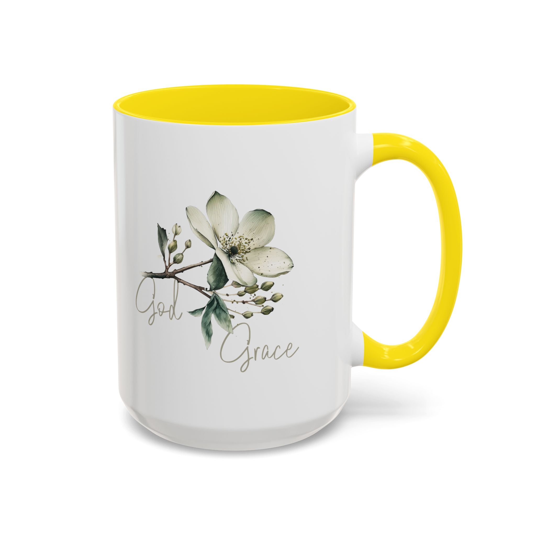 Floral Accent Coffee Mug | God Grace Gift, Nature-Inspired Tea Cup, Inspirational Drinkware for Home, Office, Mother's Day