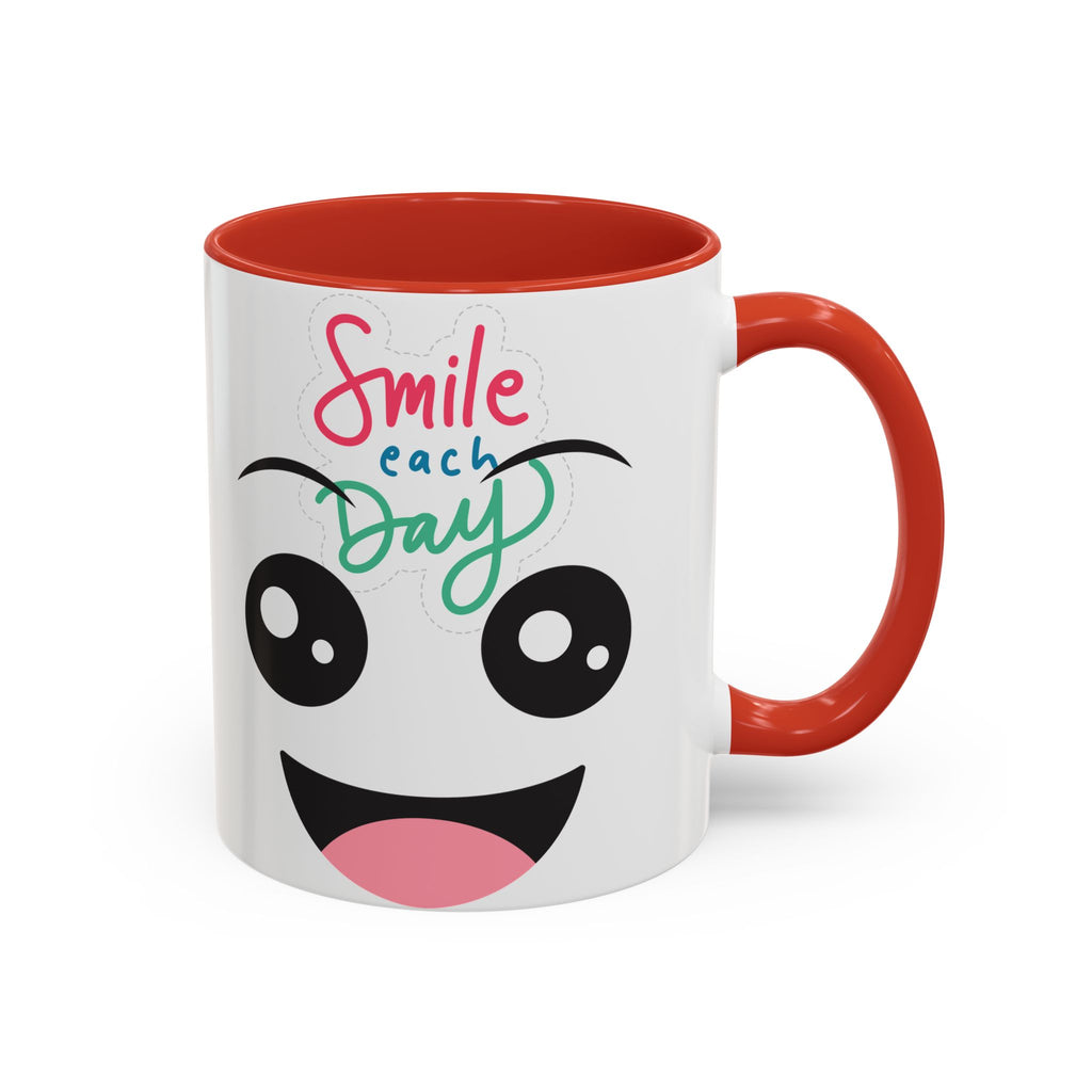 Smile Each Day Coffee Mug — Cute Cartoon Face Accent Mug (11/15oz)