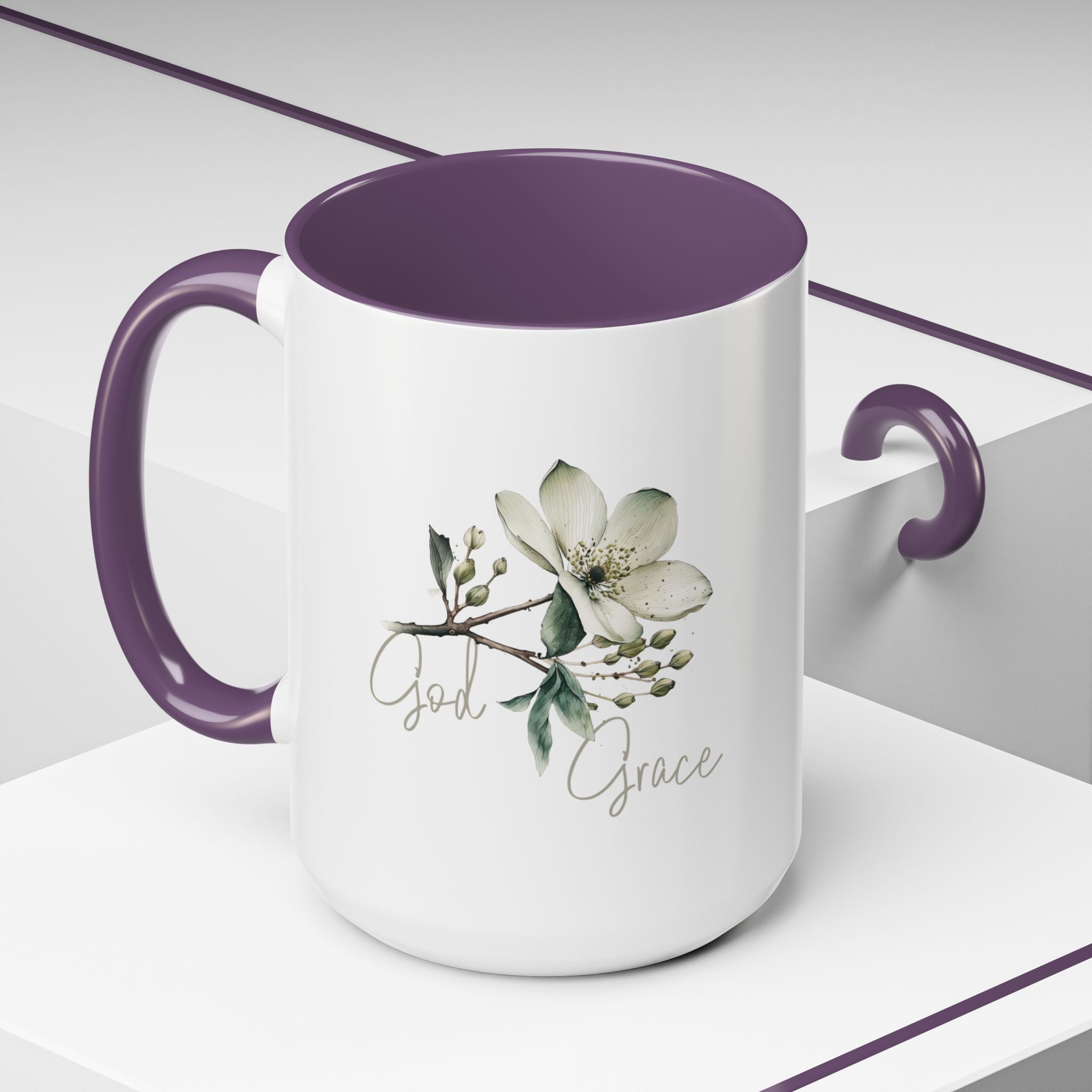 Floral Accent Coffee Mug | God Grace Gift, Nature-Inspired Tea Cup, Inspirational Drinkware for Home, Office, Mother's Day