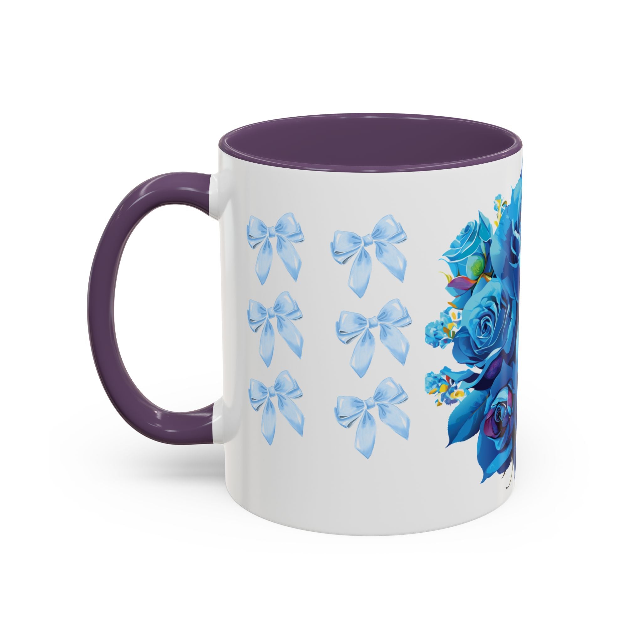 Blue Rose Accent Coffee Mug – Floral Bouquet Design (11/15 oz)