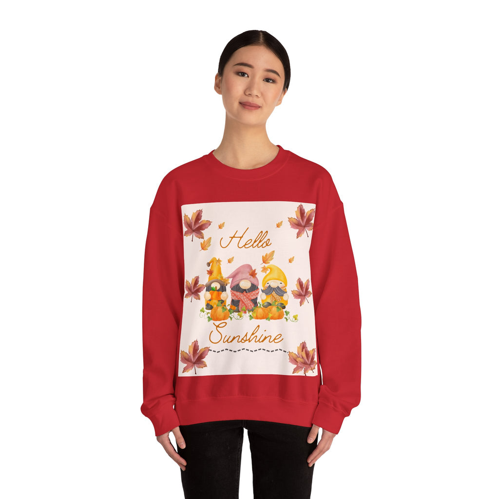 Hello Sunshine Fall Crewneck Sweatshirt, Cozy Autumn Apparel, Unisex Sweatshirt, Perfect for Thanksgiving, Gift for Nature Lovers