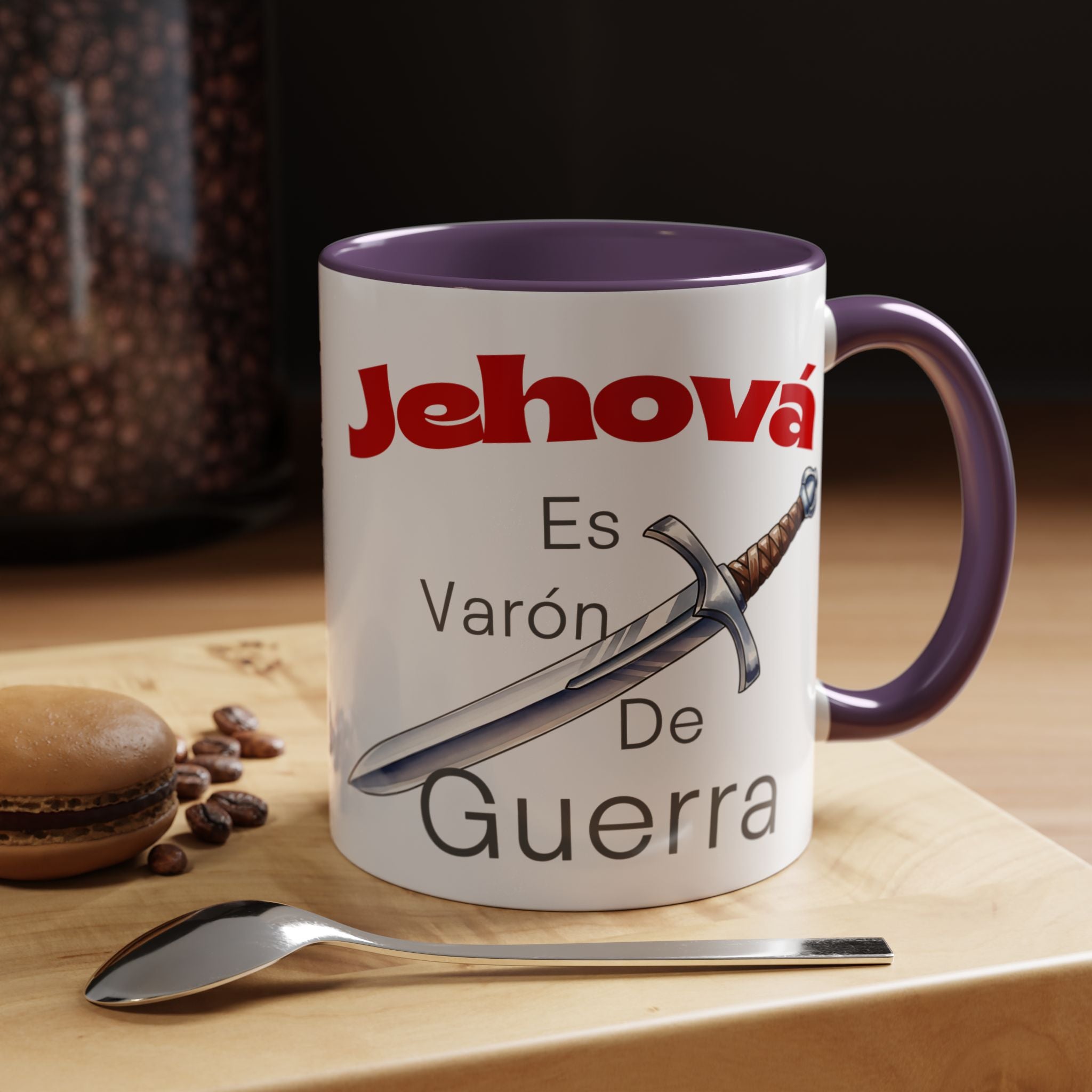 Jehovah Es Varón de Guerra Coffee Mug — Spanish Faith Sword Accent Mug (11/15oz)