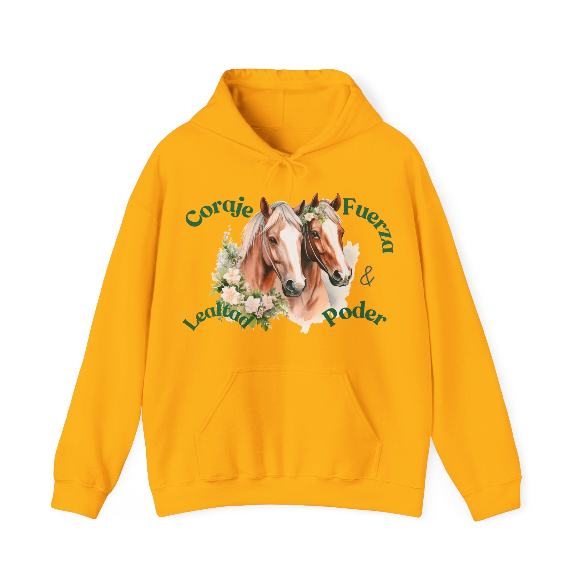 Equine Spirit Hooded Sweatshirt - Courage, Strength, Love, Gift for Horse Lovers, Cozy Wear, Equestrian Apparel, Motivational Sweatshirt
