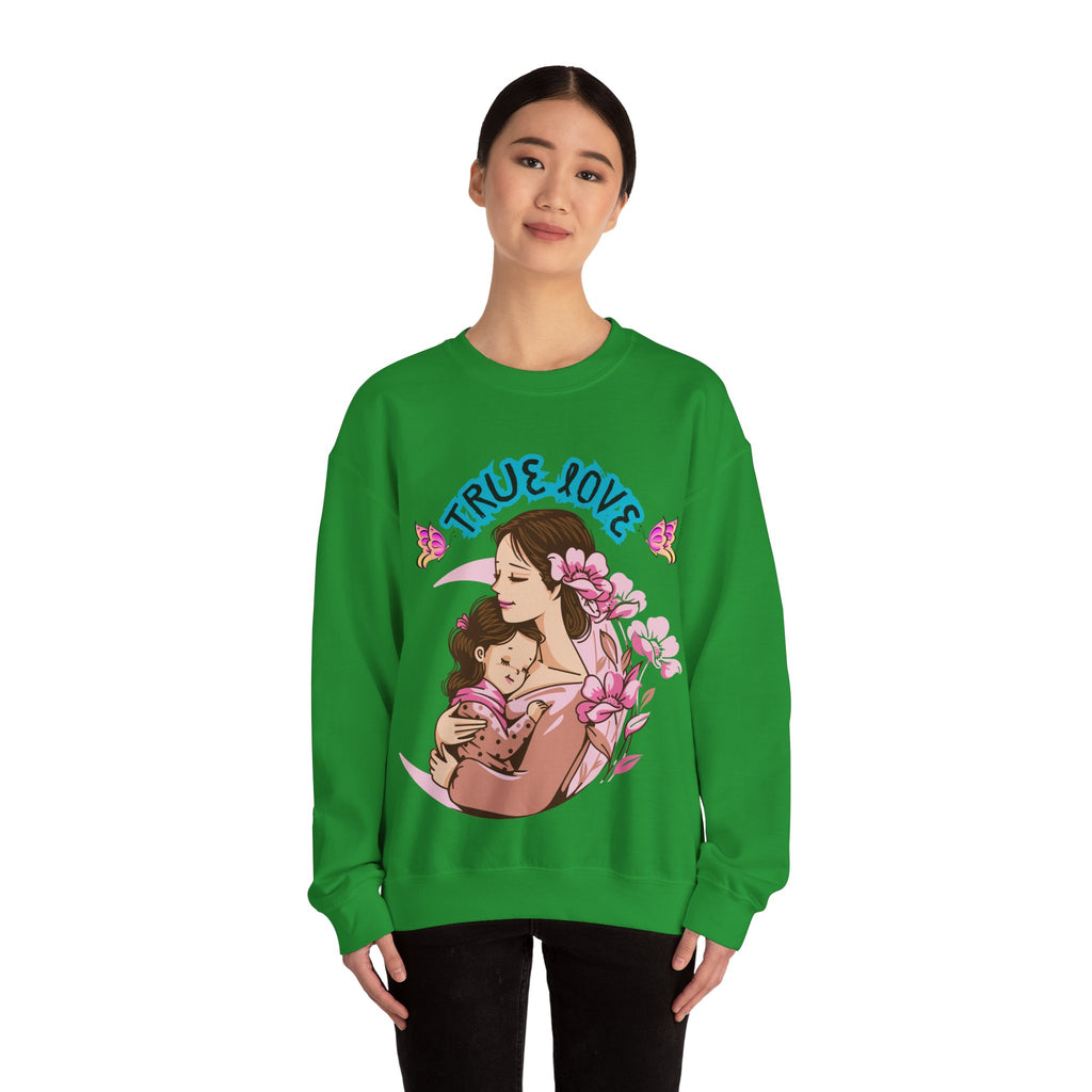 True Love Crewneck Sweatshirt | Family Gift, Mother's Day Apparel, Cozy Sweatshirt, Comfort Wear, Floral Design