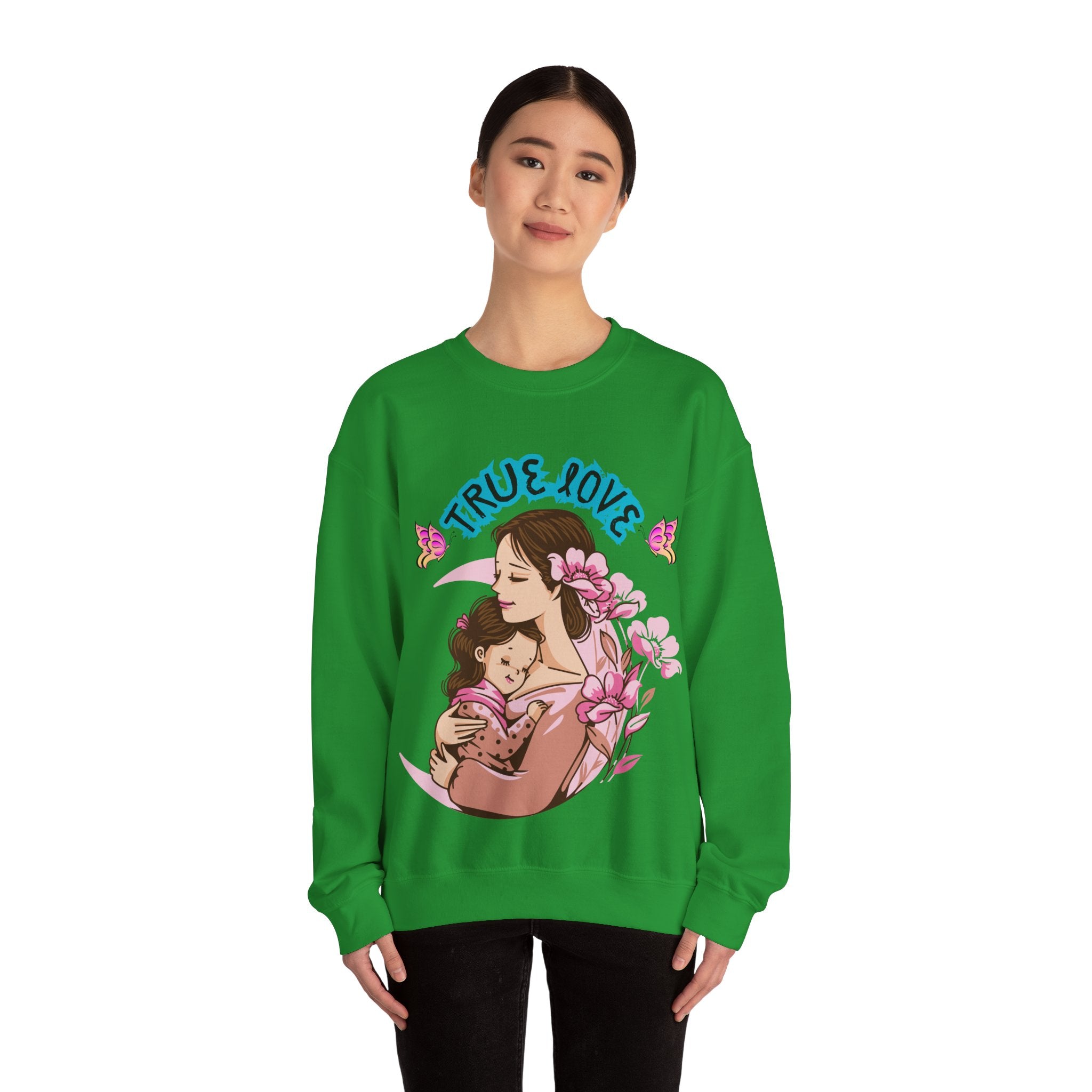 True Love Crewneck Sweatshirt | Family Gift, Mother's Day Apparel, Cozy Sweatshirt, Comfort Wear, Floral Design