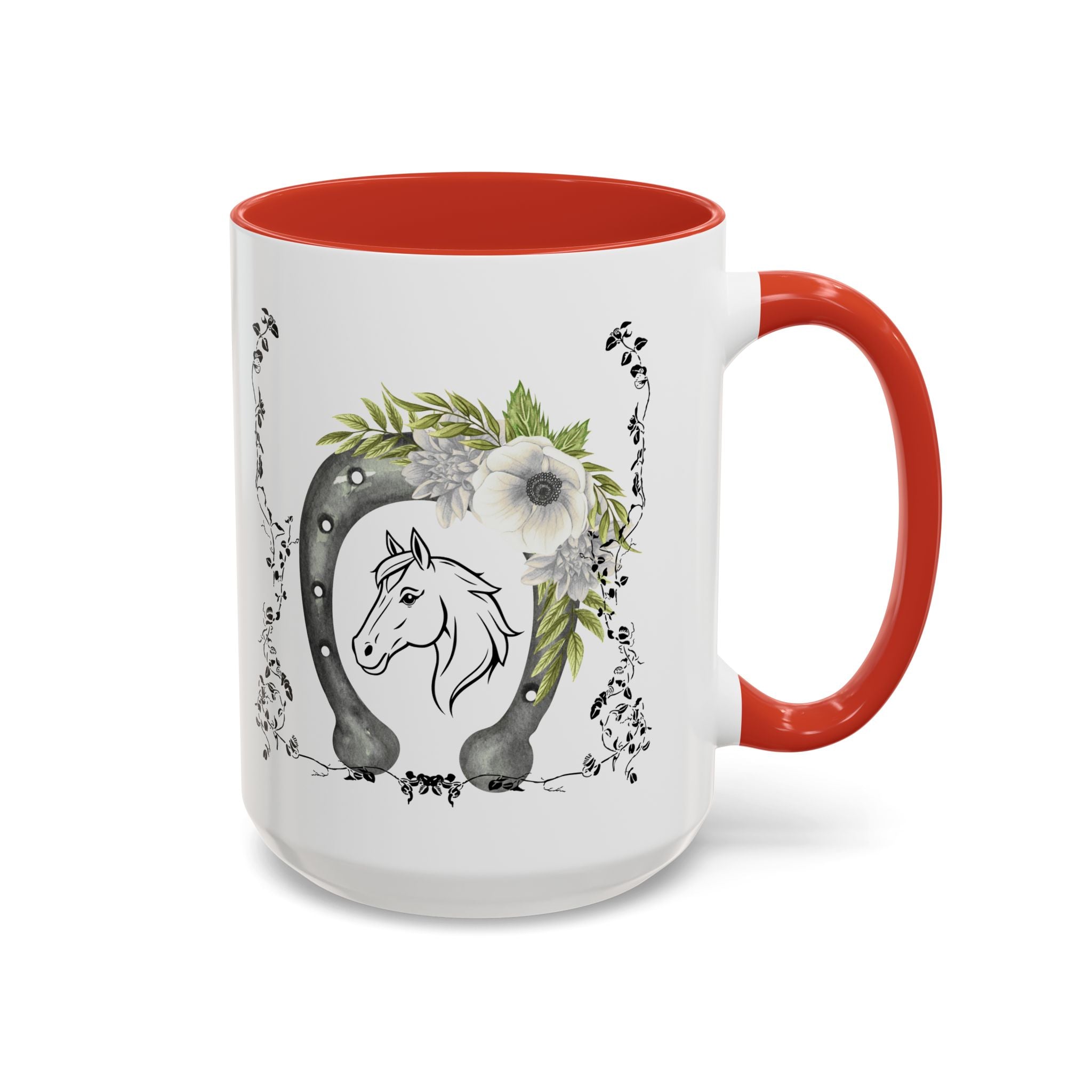 Personalized Floral Horseshoe Mug - Unique Gift for Horse Lovers, Cowgirl Theme, Farmhouse Decor, Wedding Favors, Custom Name Mug