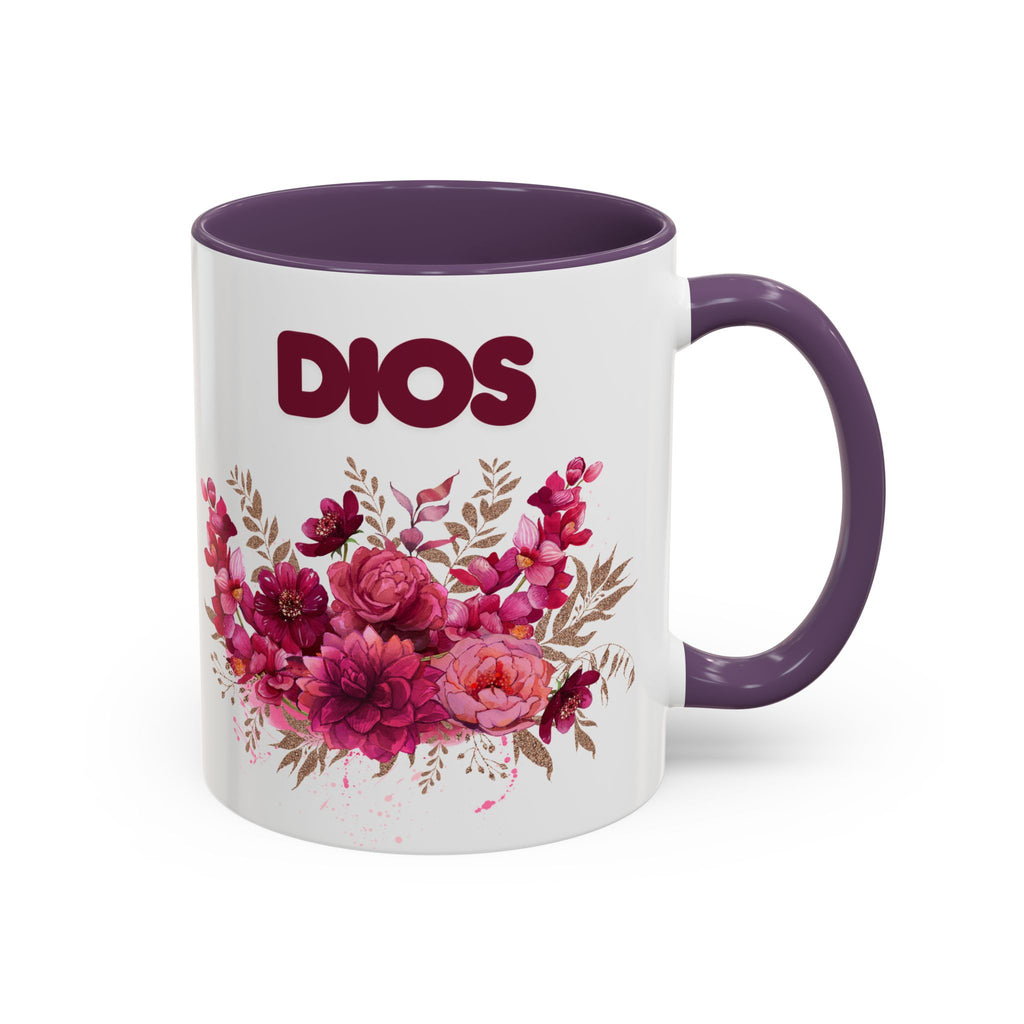 Dios Floral Accent Coffee Mug — 11/15oz Inspirational Christian Tea Cup