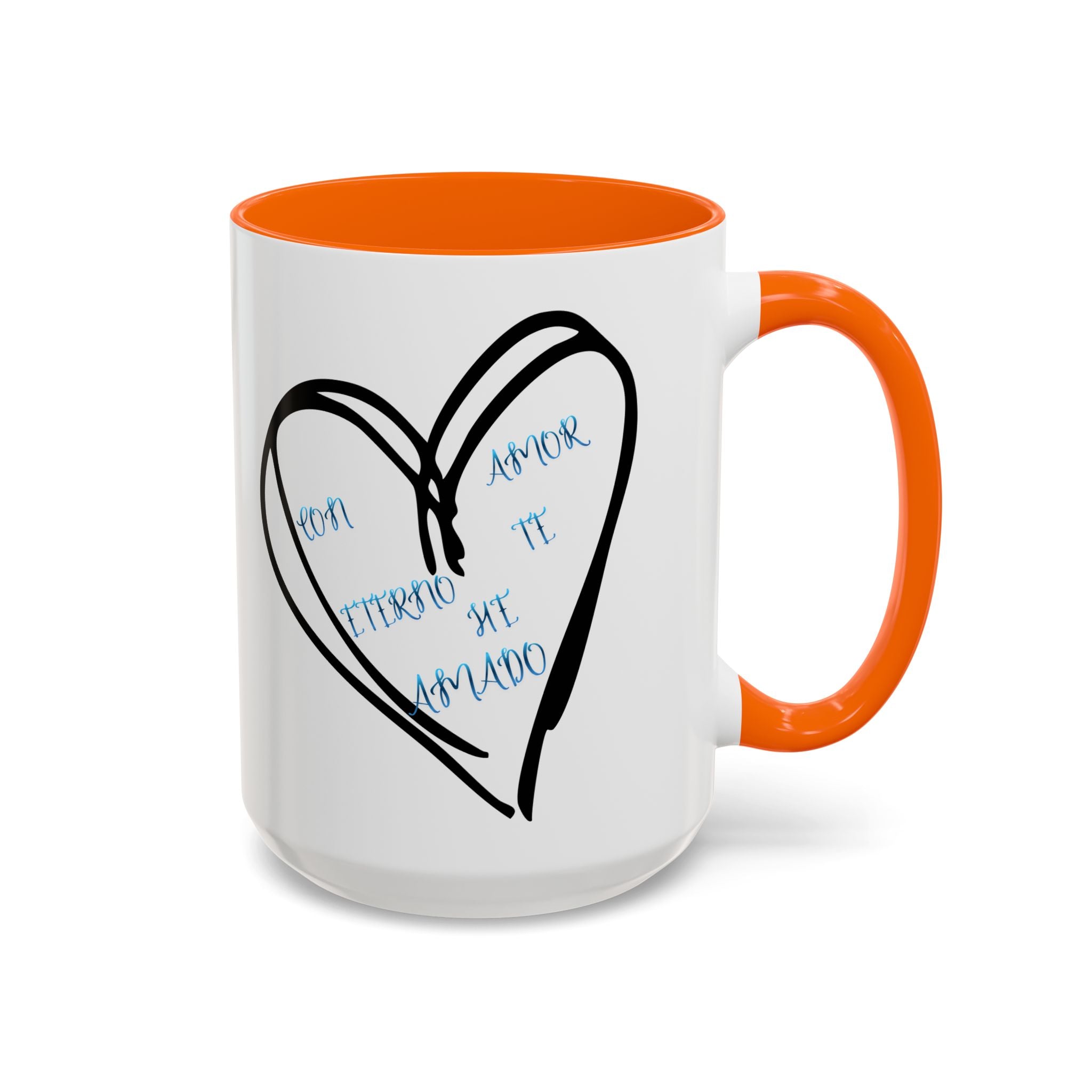 Coffee Mug - Hand-Drawn Heart with Spanish 'Por Amor Te He Amado' Accent