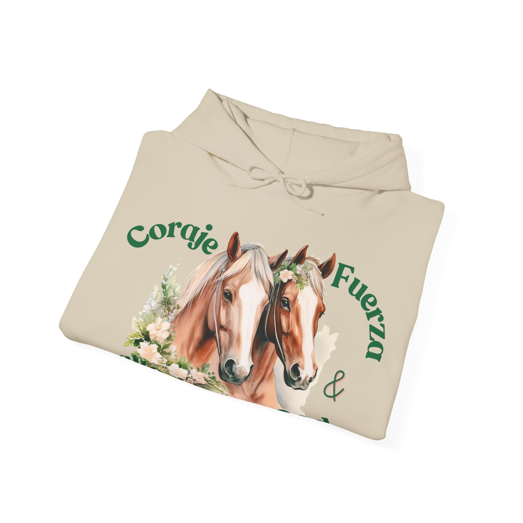Equine Spirit Hooded Sweatshirt - Courage, Strength, Love, Gift for Horse Lovers, Cozy Wear, Equestrian Apparel, Motivational Sweatshirt