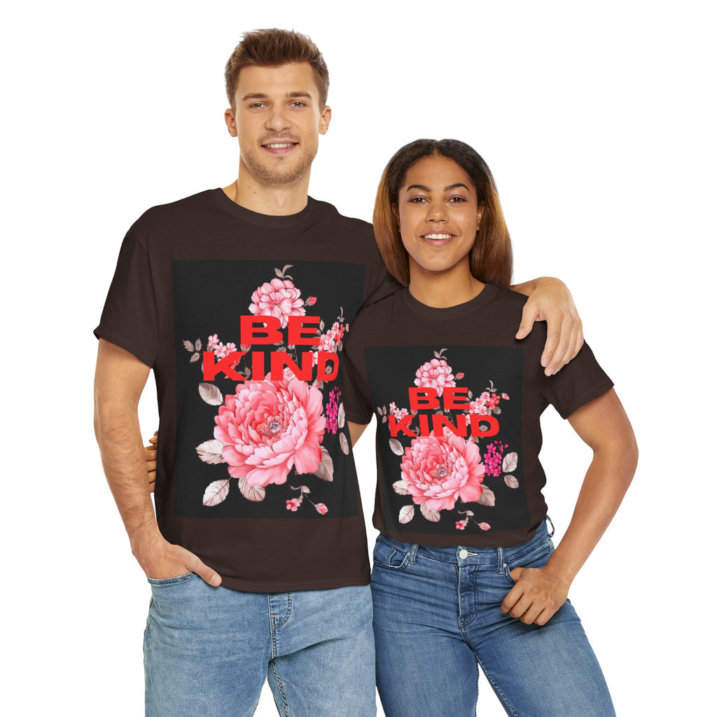 Unisex Heavy Cotton Tee - 'Be Kind' Floral Design, Motivational T-Shirt, Positive Vibes, Gifts for Friends, Casual Wear