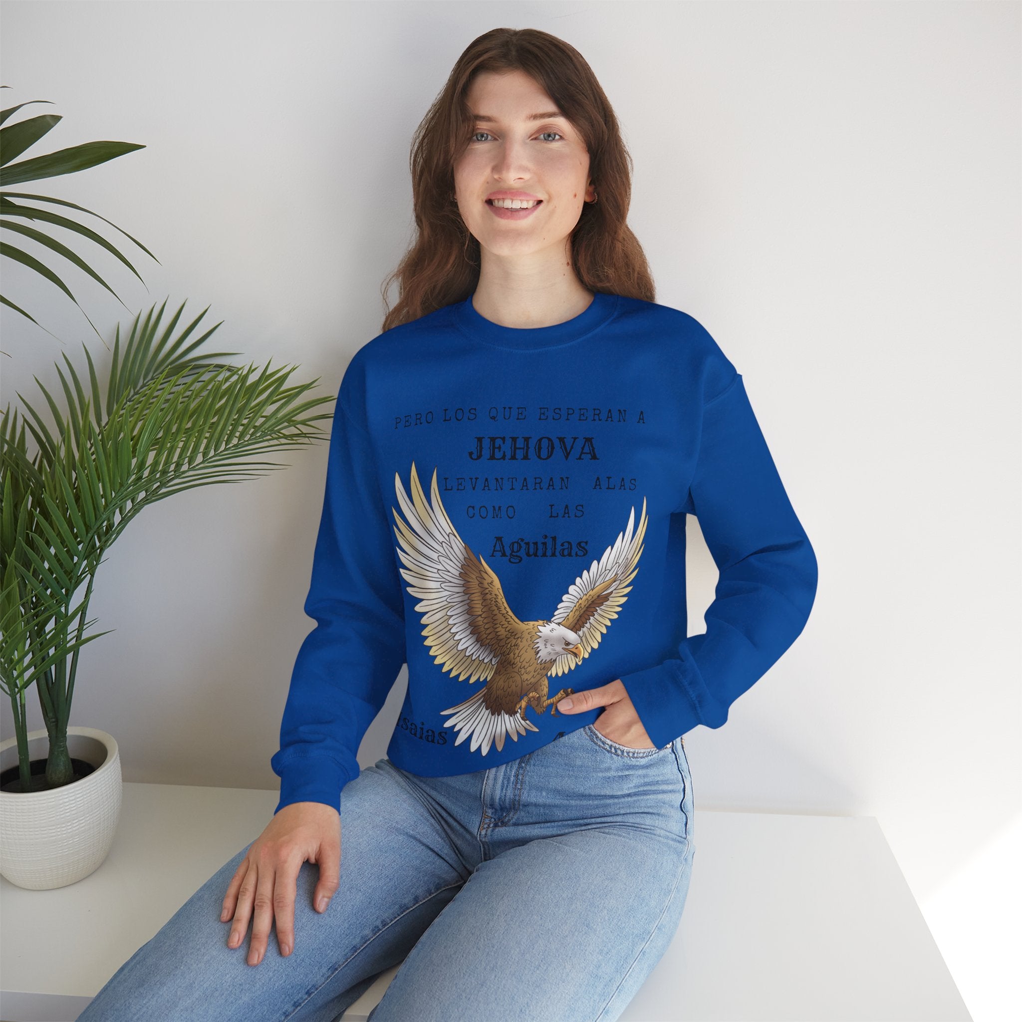 Isaías 40:31 Eagle Sweatshirt — "Pero los que esperan a Jehová" Spanish Christian Crewneck