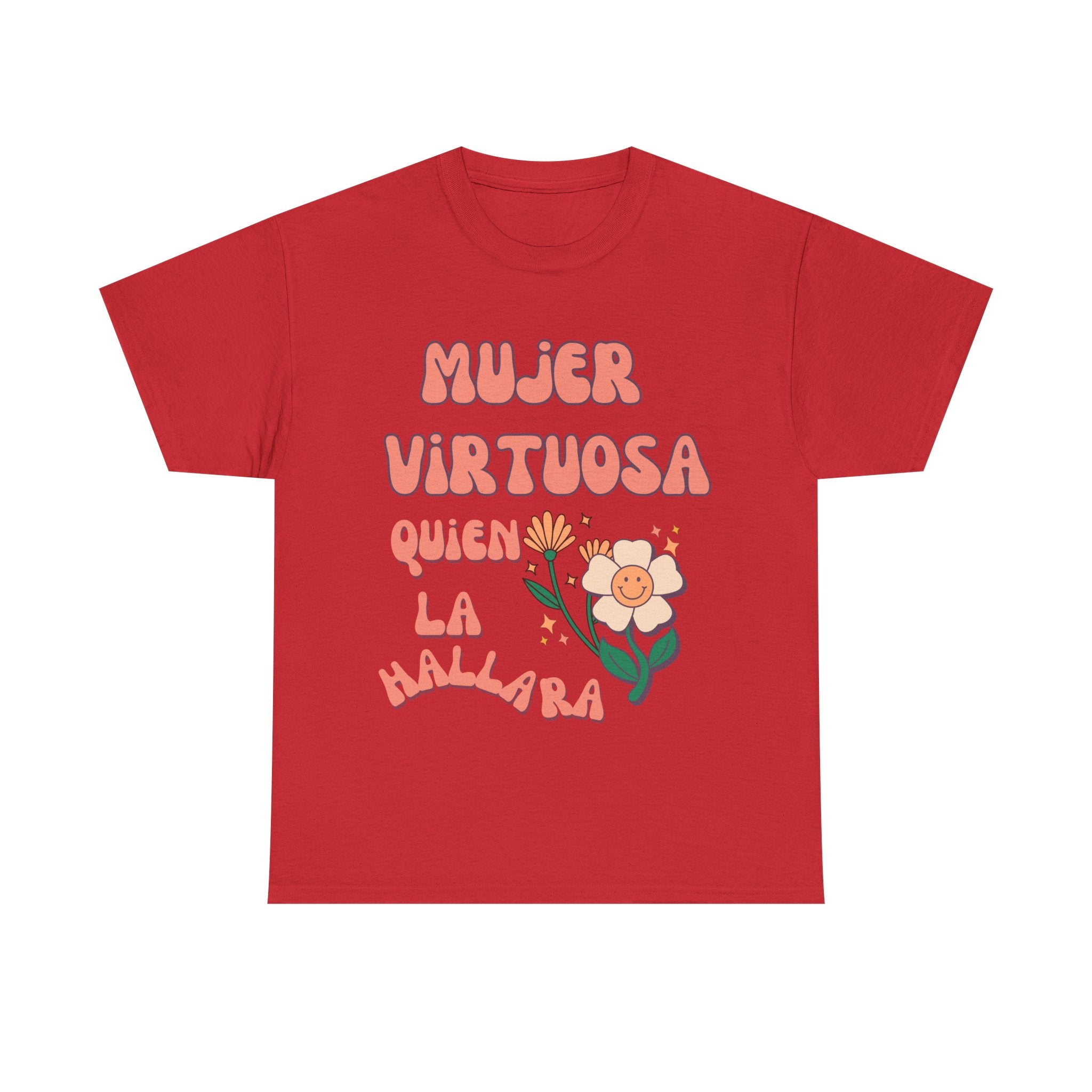 Empowering Unisex Heavy Cotton Tee - 'Mujer Virtuosa' Floral Print, Inspirational Gift, Feminist T-Shirt, Everyday Wear, Motivation Tee