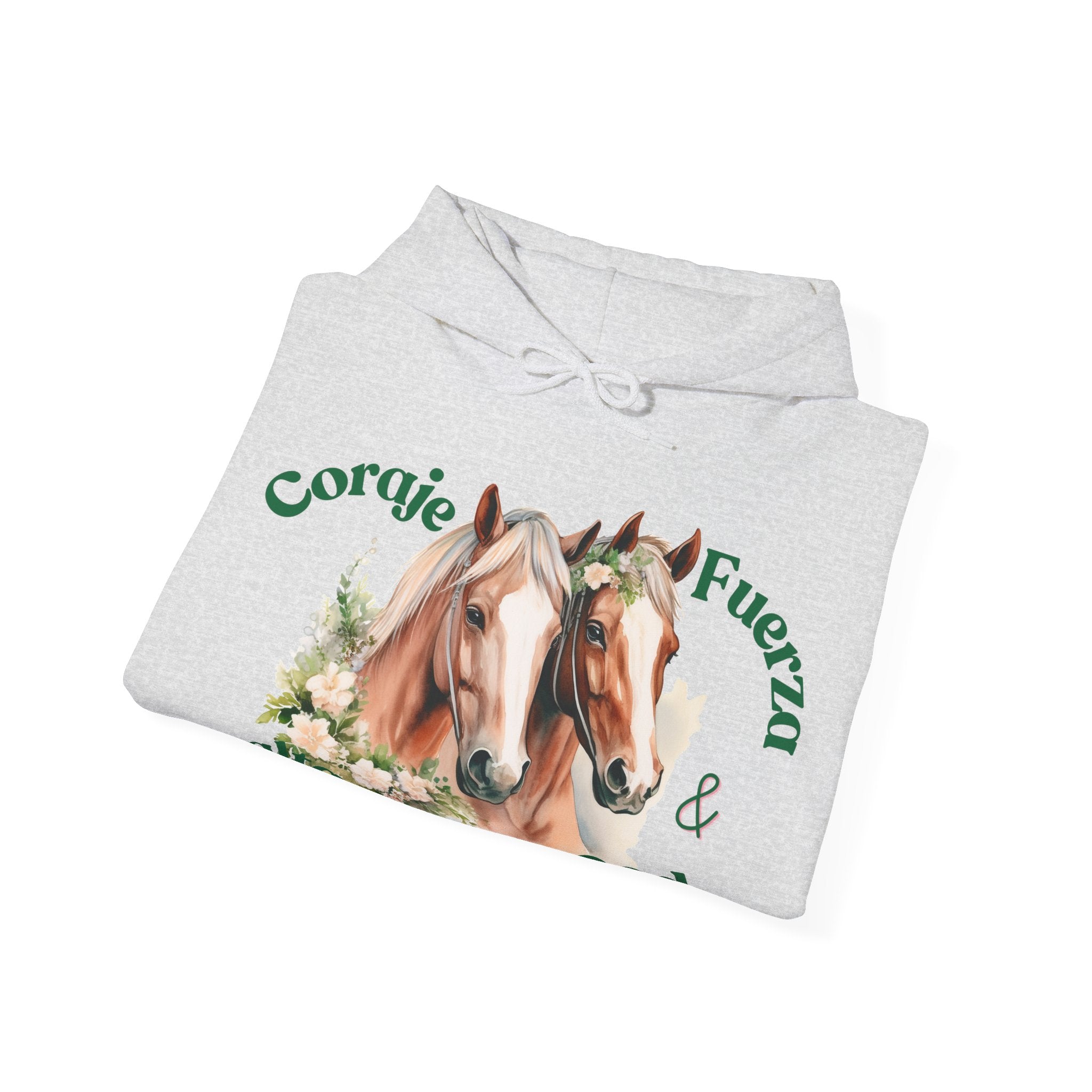 Equine Spirit Hooded Sweatshirt - Courage, Strength, Love, Gift for Horse Lovers, Cozy Wear, Equestrian Apparel, Motivational Sweatshirt