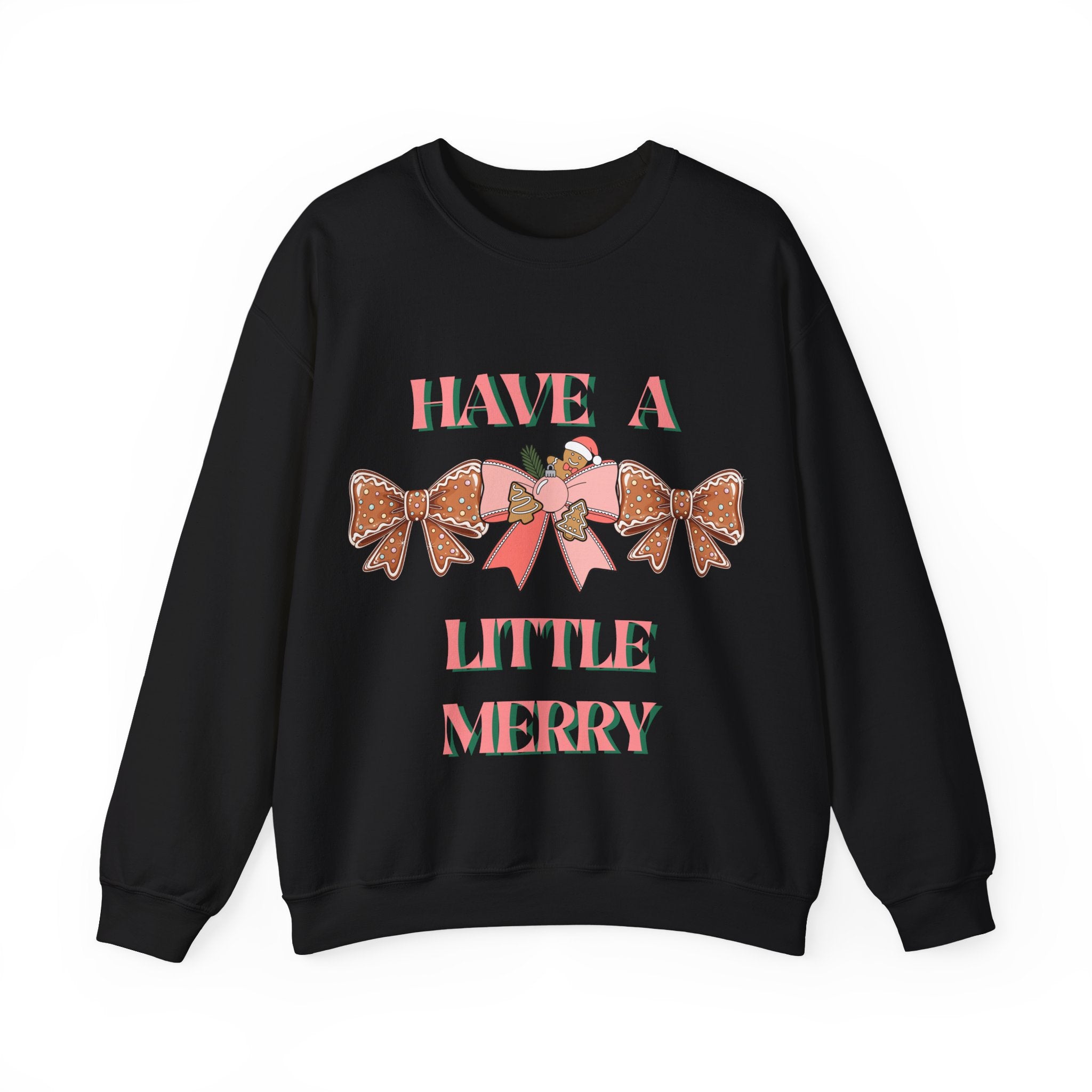 Have a Little Merry Crewneck Sweatshirt — Pink Holiday Bow Christmas Sweater