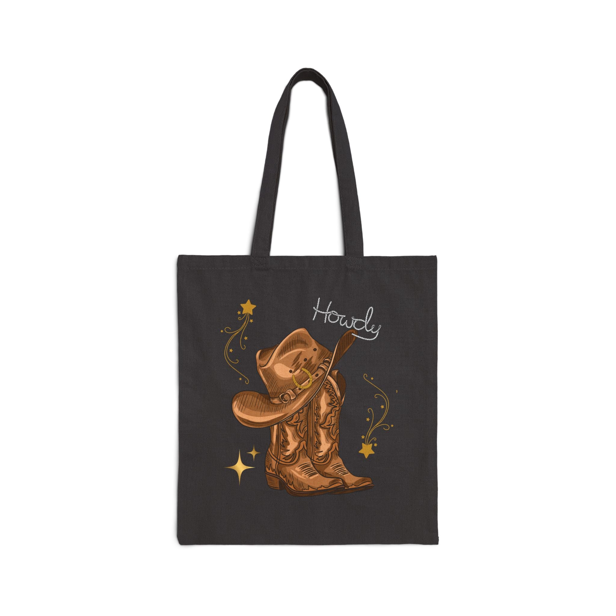 Howdy Cowboy Tote Bag, Western Tote, Rustic Canvas Bag, Cowboy Boots Art, Country Style Tote, Gift for Cowgirl