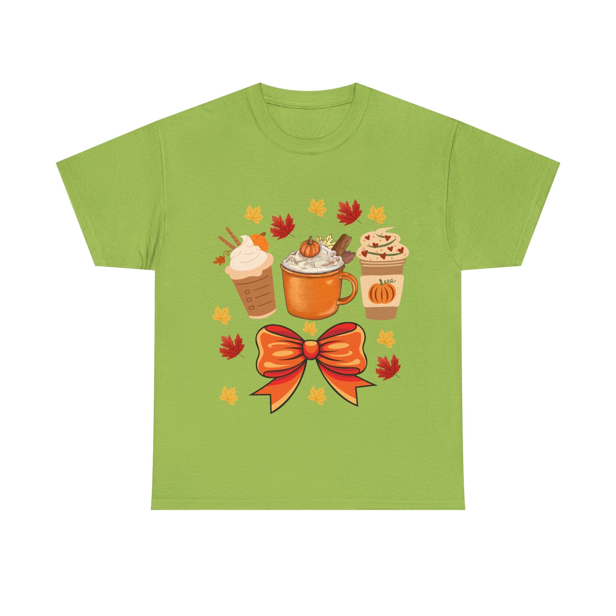 Fall-Themed Unisex Heavy Cotton Tee, Autumn Shirt, Pumpkin Spice Tee, Cozy Fall Apparel, Coffee Lover T-shirt