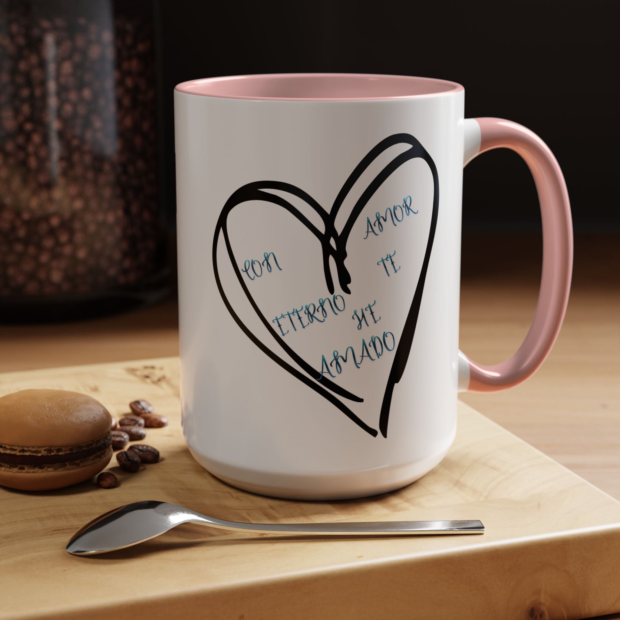 Coffee Mug - Hand-Drawn Heart with Spanish 'Por Amor Te He Amado' Accent