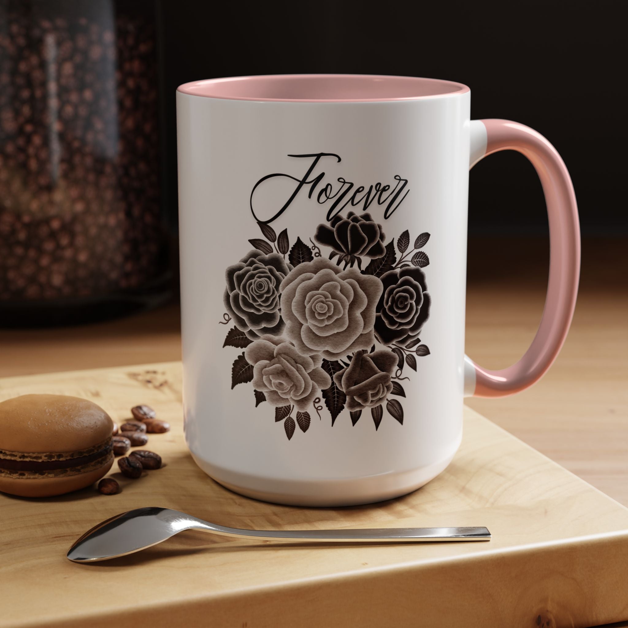 Elegant Floral Accent Coffee Mug for Coffee Lovers, Gift for Her, Home Decor, Valentine's Day, Birthday