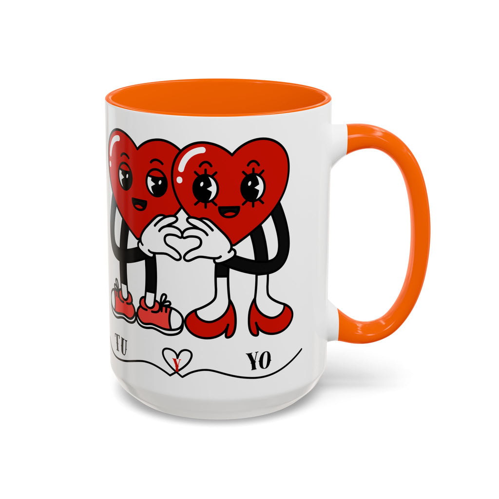 Valentine Heart Couple Coffee Mug – "Tu y Yo" Cute Romantic Accent Mug