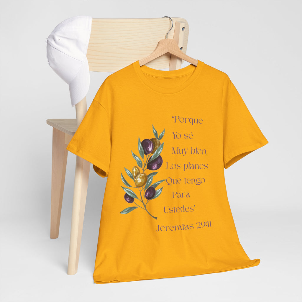 Olive Branch Scripture Tee — Jeremías 29:11 Spanish Floral Bible Verse T-Shirt