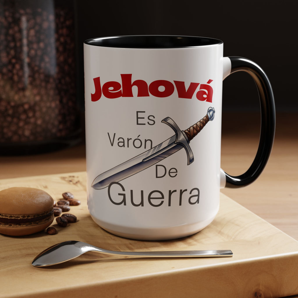 Jehovah Es Varón de Guerra Coffee Mug — Spanish Faith Sword Accent Mug (11/15oz)