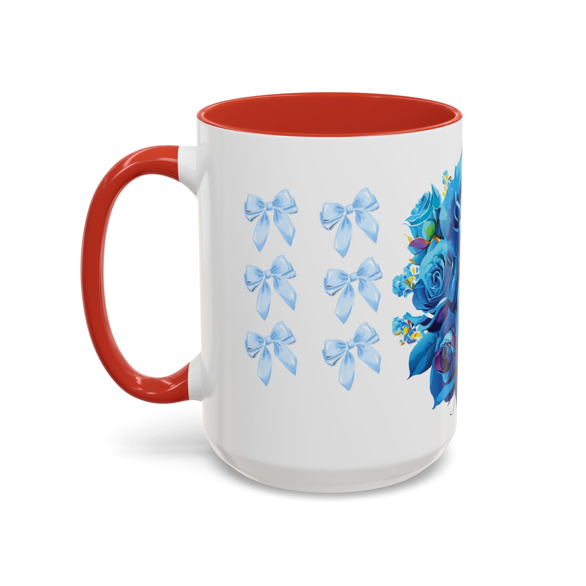 Blue Rose Accent Coffee Mug – Floral Bouquet Design (11/15 oz)