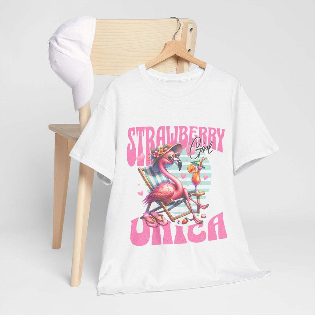 Strawberry Girl Unisex Heavy Cotton Tee - Summer Vibes T-Shirt