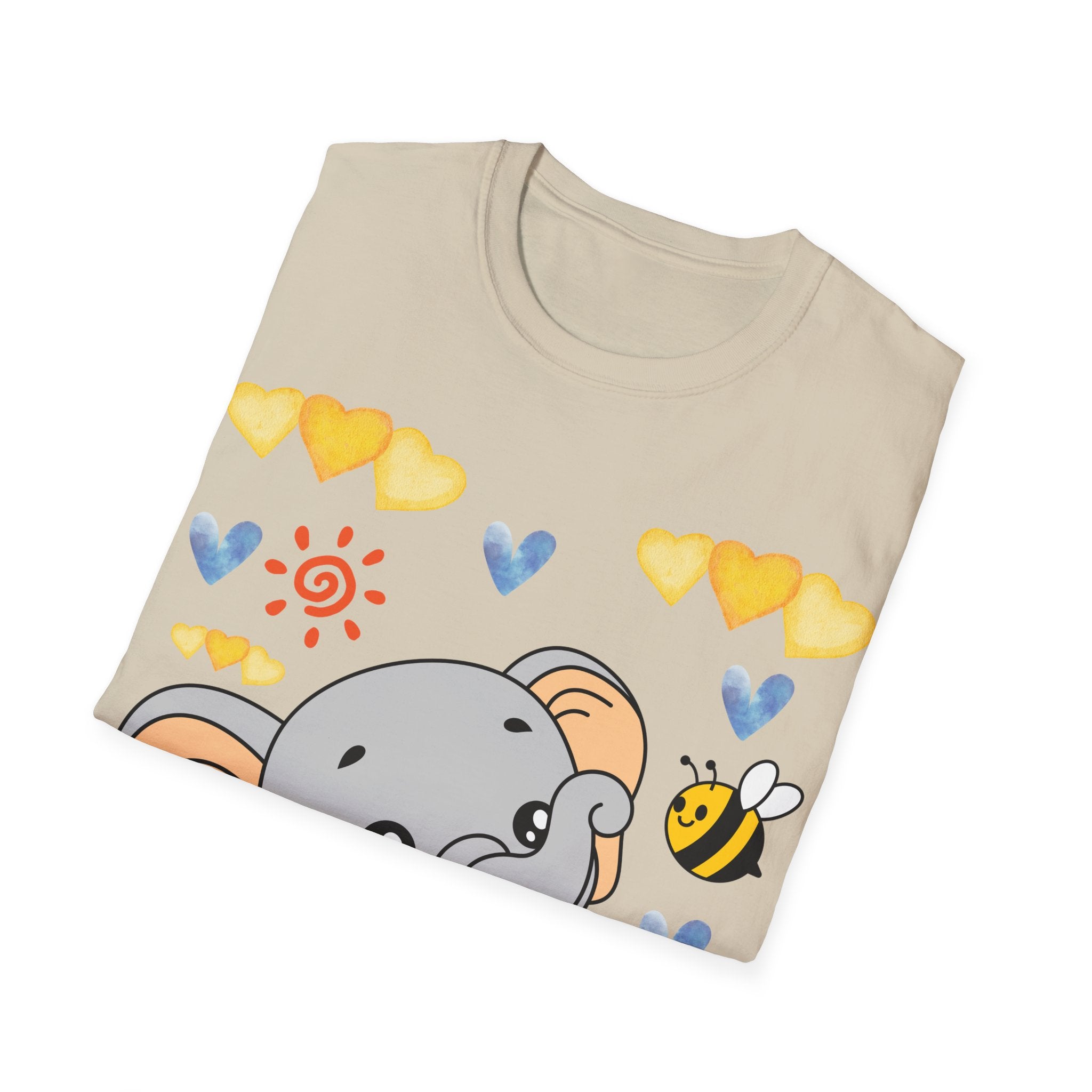 Cute Baby Elephant & Bee Tee — Kids Animal Graphic T-Shirt
