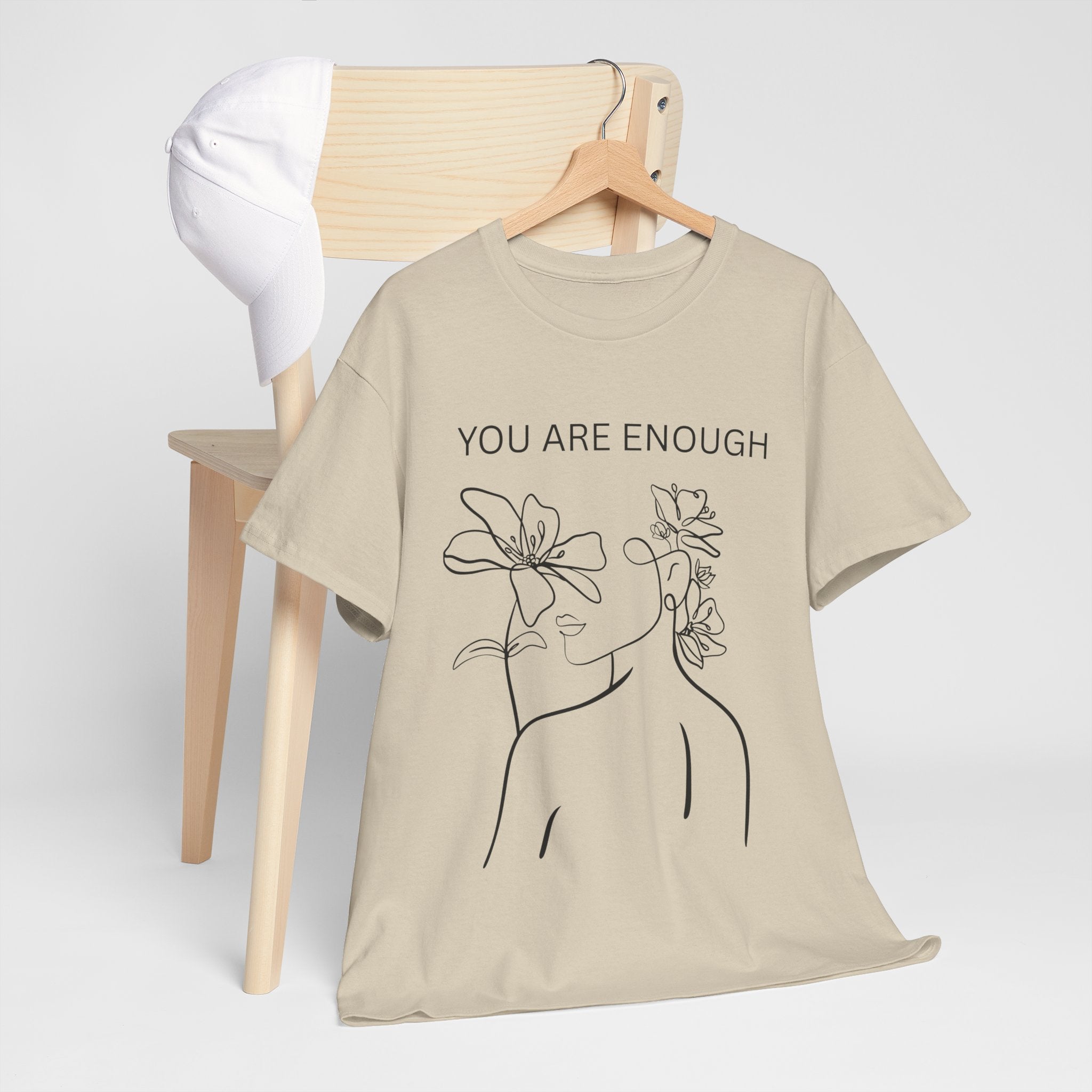 Inspirational Floral Tee, Unisex Heavy Cotton T-Shirt with 'You Are Enough' Design, Motivational Gift, Self-Love Apparel, Positive [...]