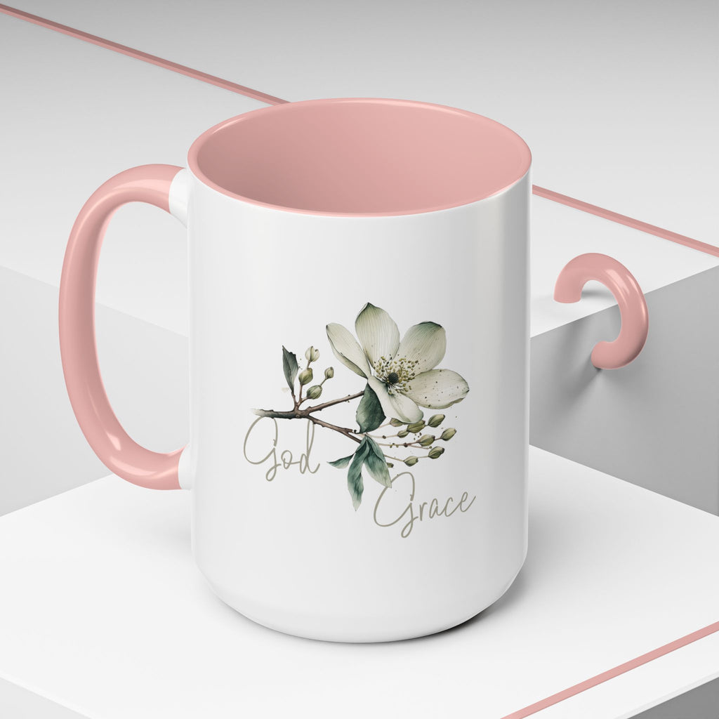 Floral Accent Coffee Mug | God Grace Gift, Nature-Inspired Tea Cup, Inspirational Drinkware for Home, Office, Mother's Day