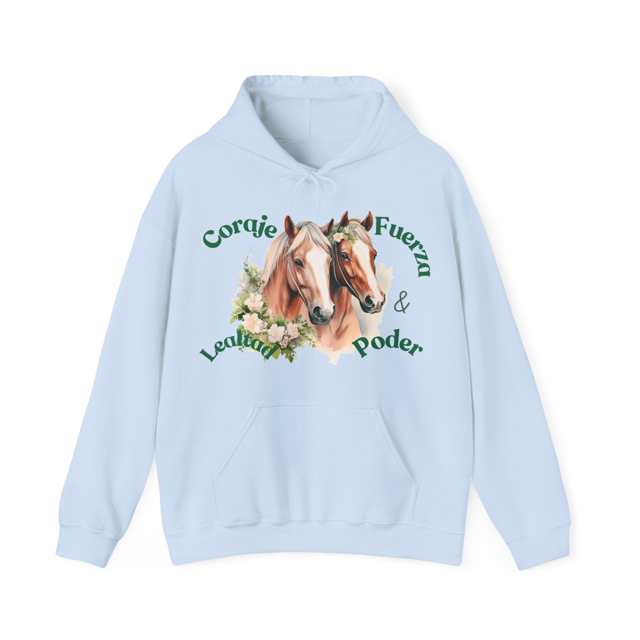 Equine Spirit Hooded Sweatshirt - Courage, Strength, Love, Gift for Horse Lovers, Cozy Wear, Equestrian Apparel, Motivational Sweatshirt