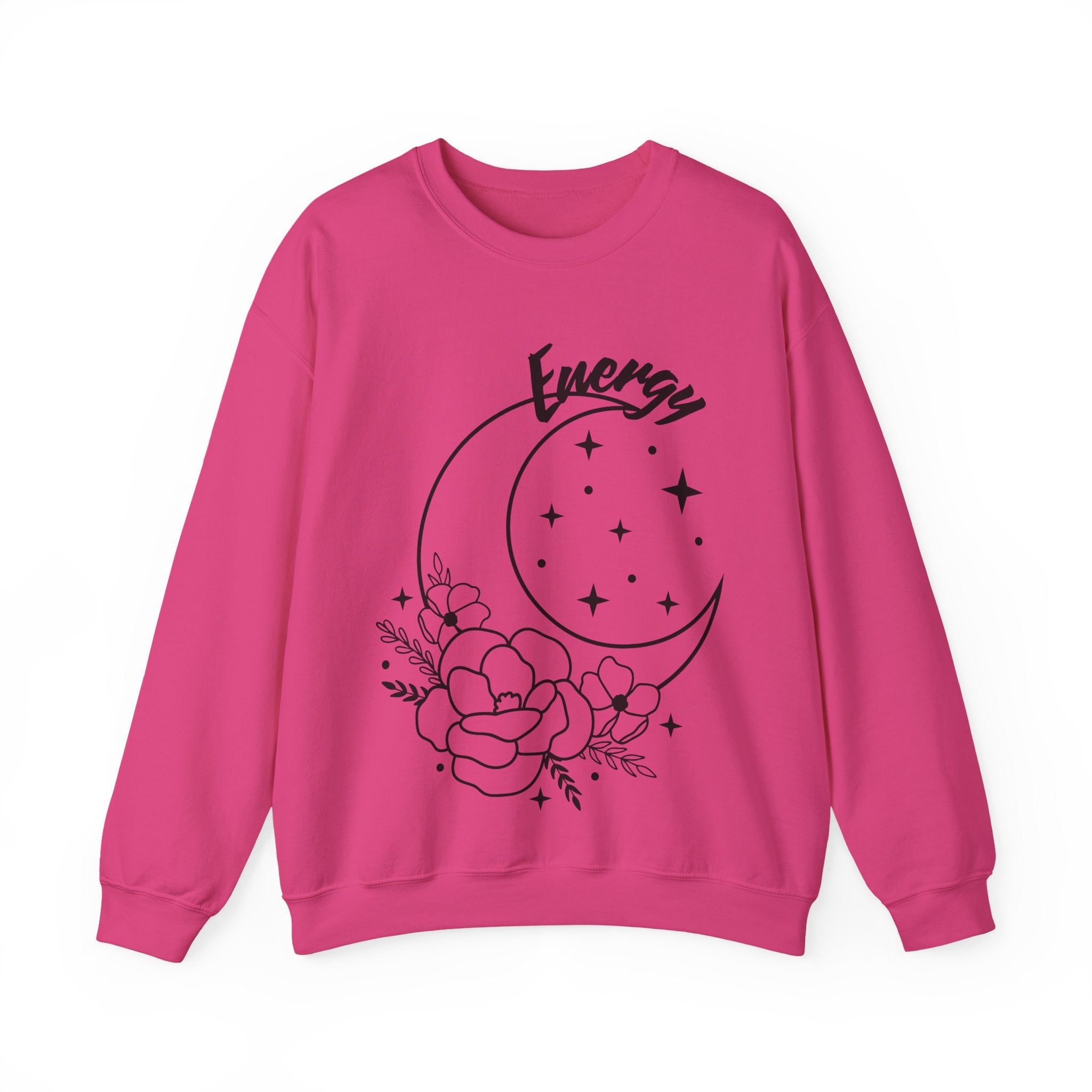 Celestial Energy Sweatshirt, Moon and Flowers Crewneck, Cozy Unisex Top, Astrology Gift, Spiritual Apparel, Birthday Gift, Everyday Wear