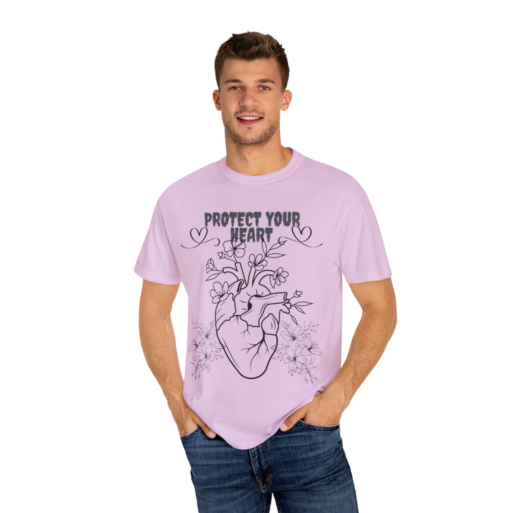 Protect Your Heart T-Shirt | Unisex Garment-Dyed Tee for Self-Care, Mental Health Awareness, Gifts for Friends, Cute Casual Wear