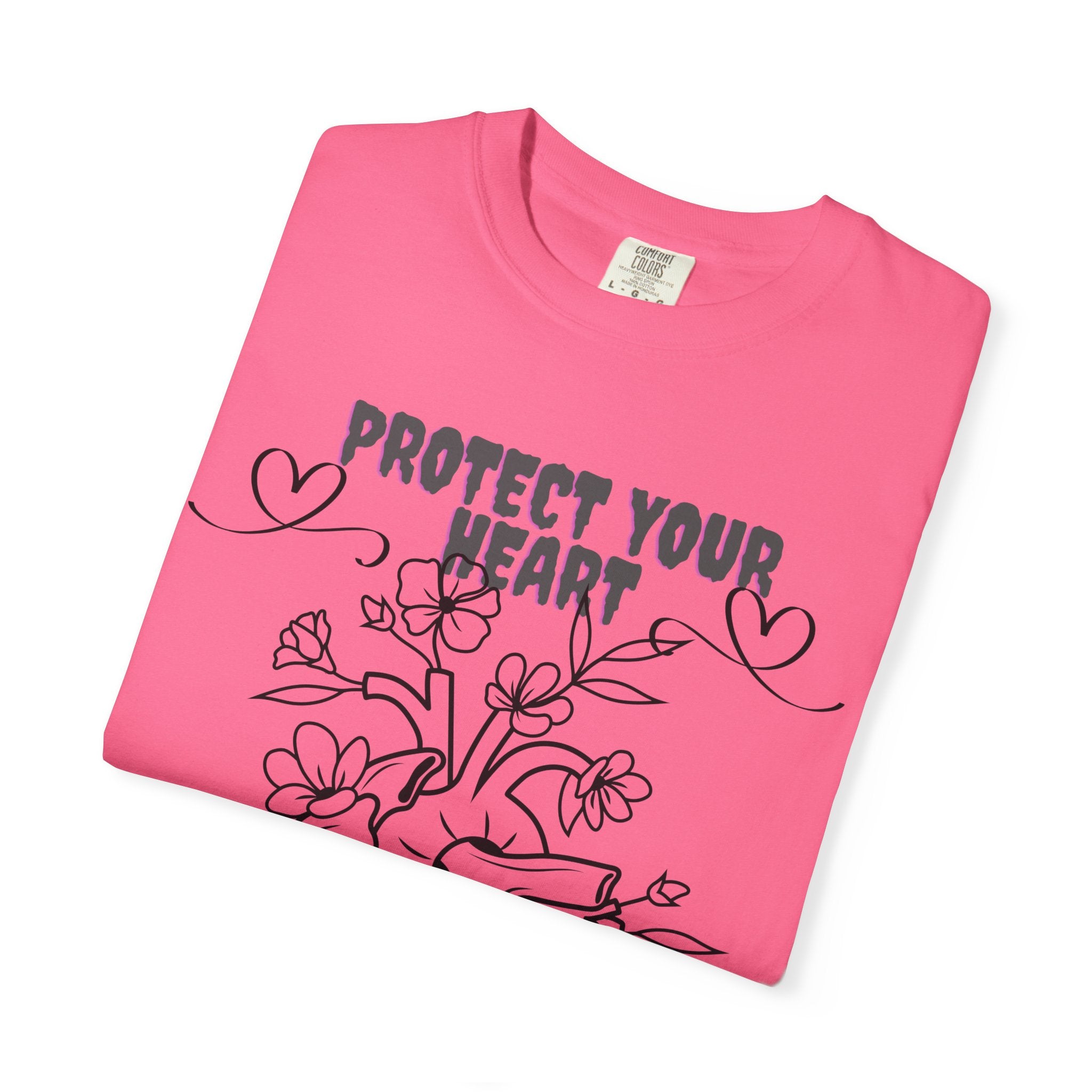 Protect Your Heart T-Shirt | Unisex Garment-Dyed Tee for Self-Care, Mental Health Awareness, Gifts for Friends, Cute Casual Wear