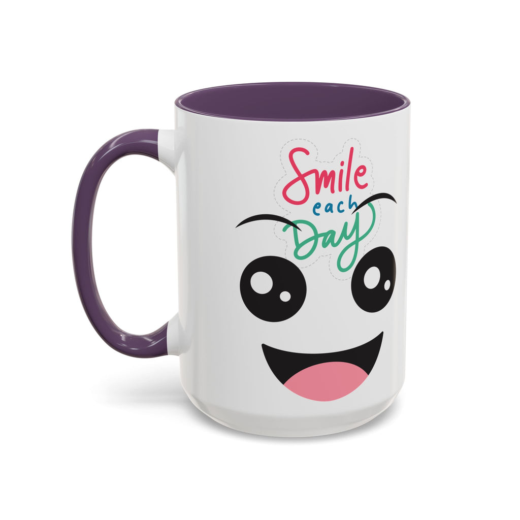 Smile Each Day Coffee Mug — Cute Cartoon Face Accent Mug (11/15oz)
