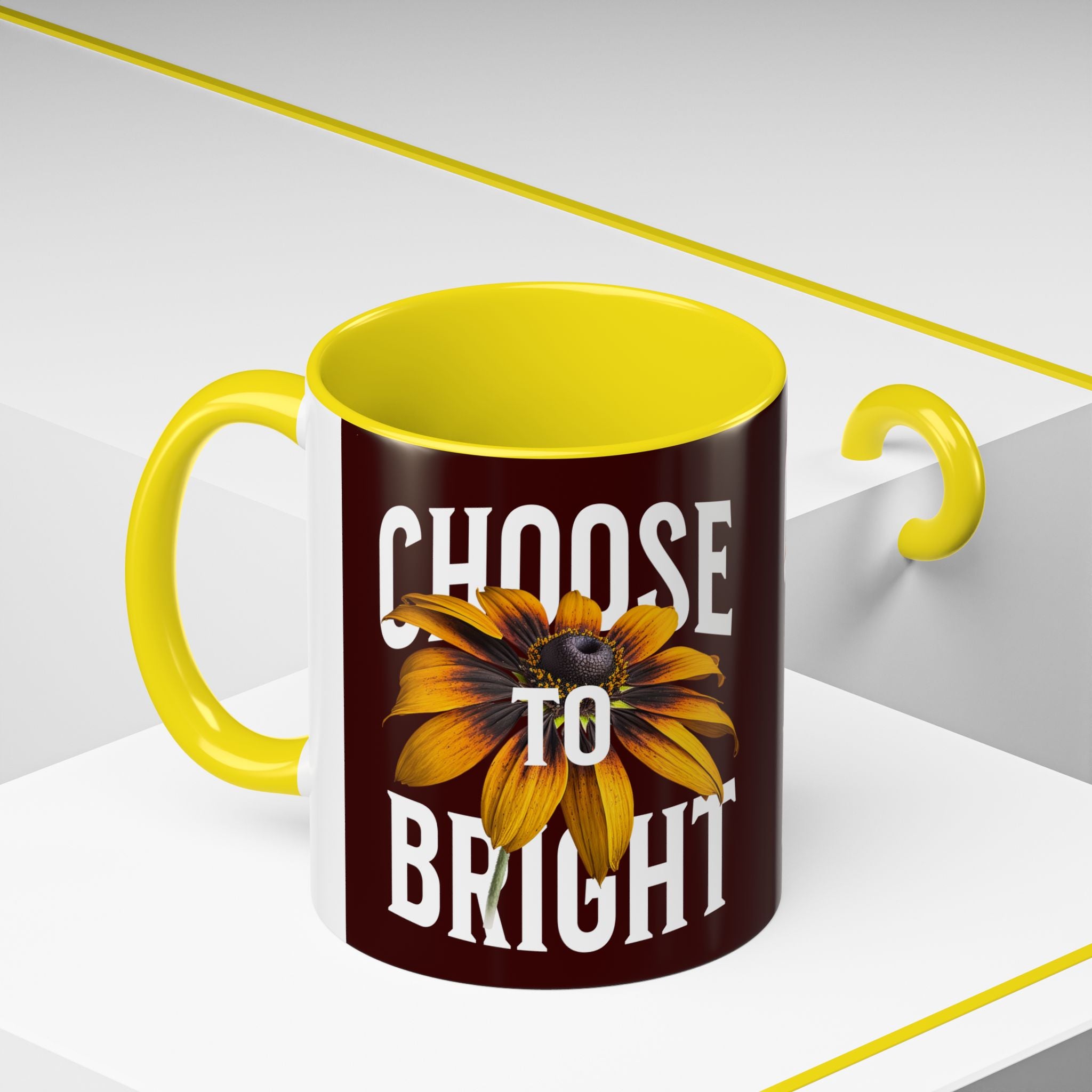 Choose to Be Bright Coffee Mug — Sunflower Accent Ceramic Mug (11/15oz)